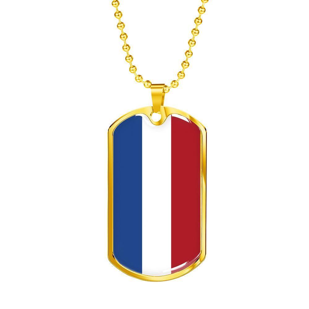 Netherlands Flag Necklace Netherlands Flag Dog Tag Necklace Stainless Steel 24″