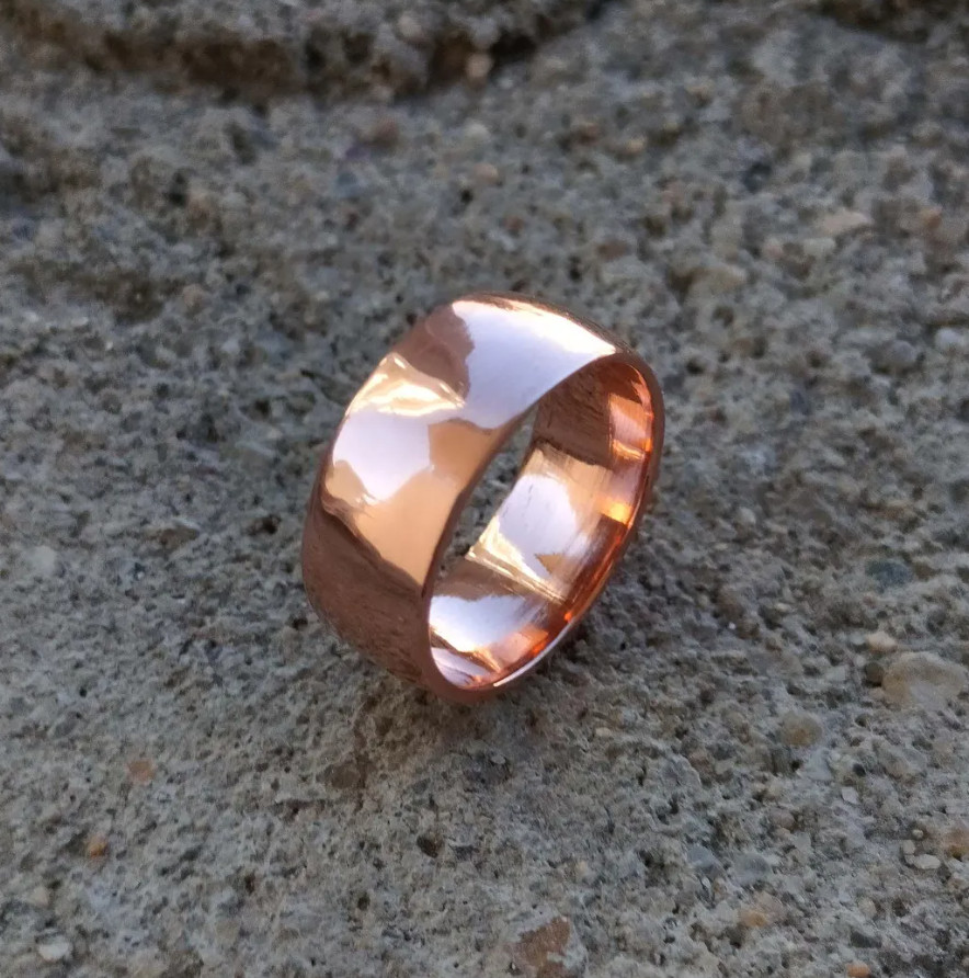 Copper Band Ring Rustic Viking Style Thumb Ring Arthritis Ring Proposal Ring