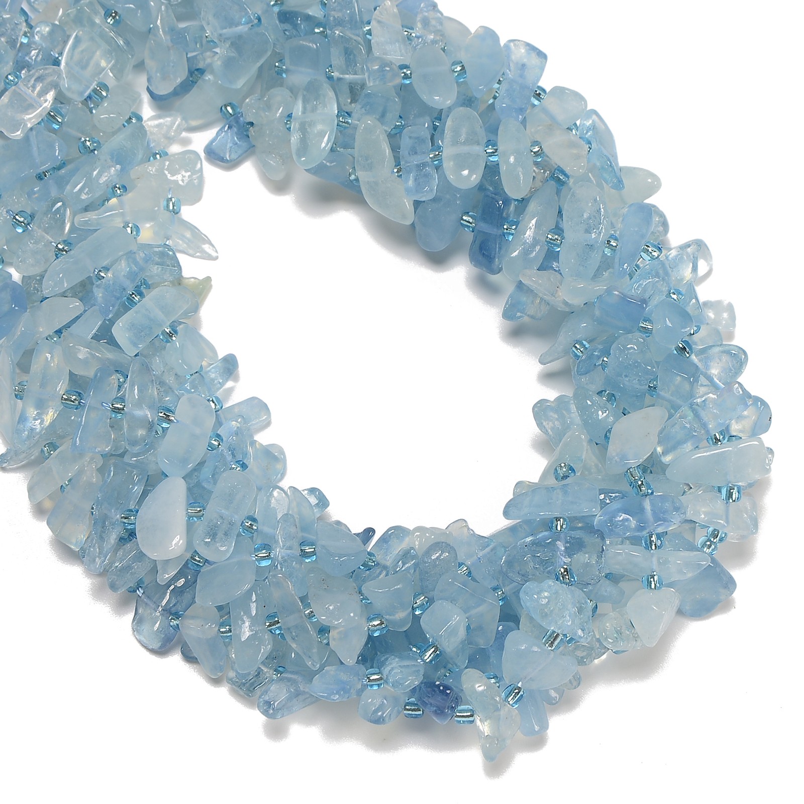 Natural Aquamarine Irregular Slice Stick Points Beads 5-7×12-18mm 15.5″ Strand