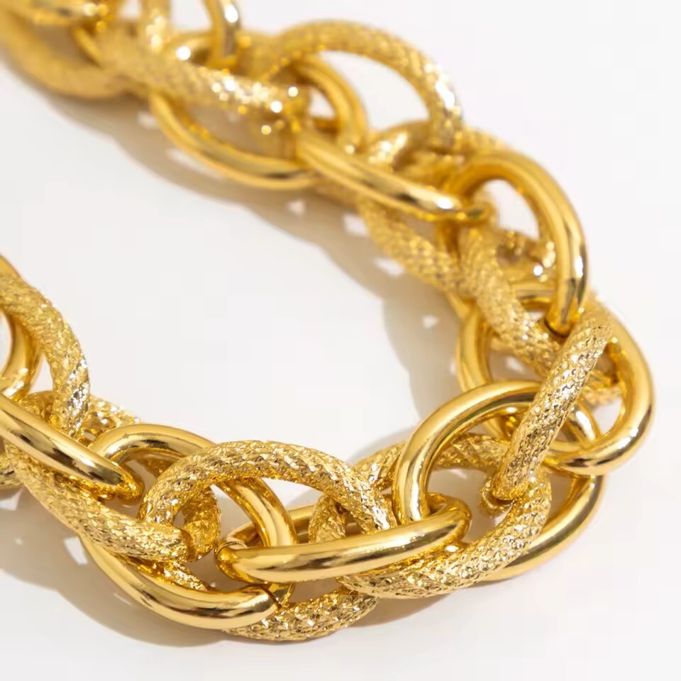 Chunky Choker Gold Necklace – Cuban Link Chain Double O Link Necklaces Hip-hop