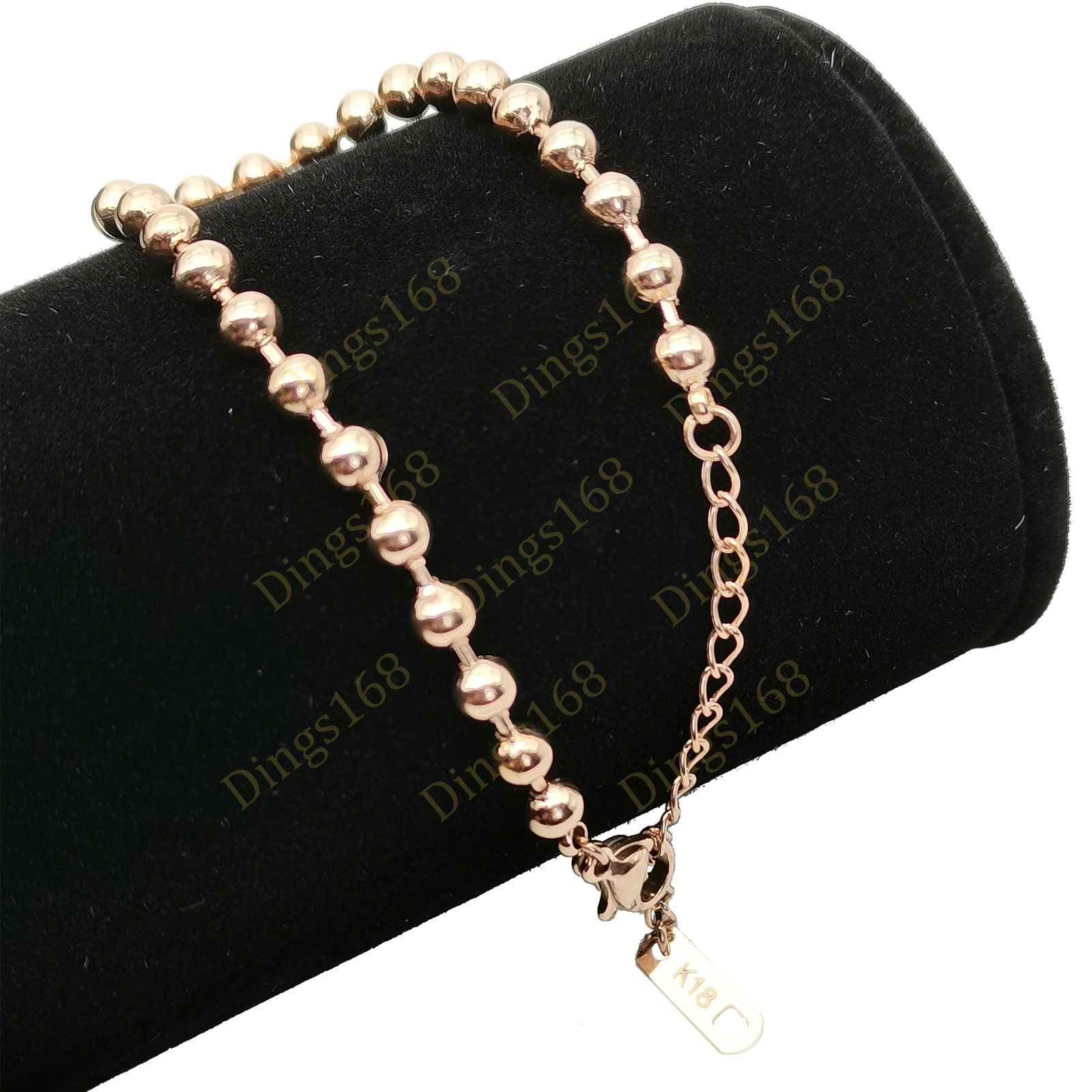 Real 18K Rose Gold Filled Hypoallergenic 6/8inch 4mm Italian Bead Chain Bracelet