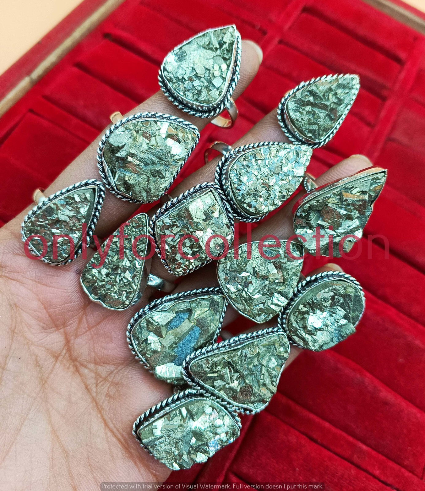 Trending Pyrite Druzy Gemstone 925 Sterling Silver Plated Wholesale Lot Rings