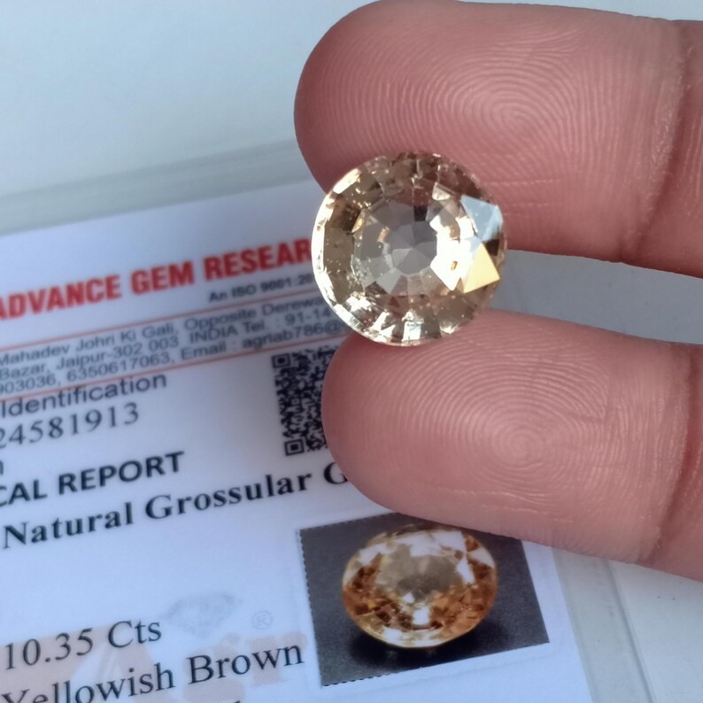 10.35 Ct AGR Certified Hessonite Garnet Round Cut Mozambique Loose Gemstone