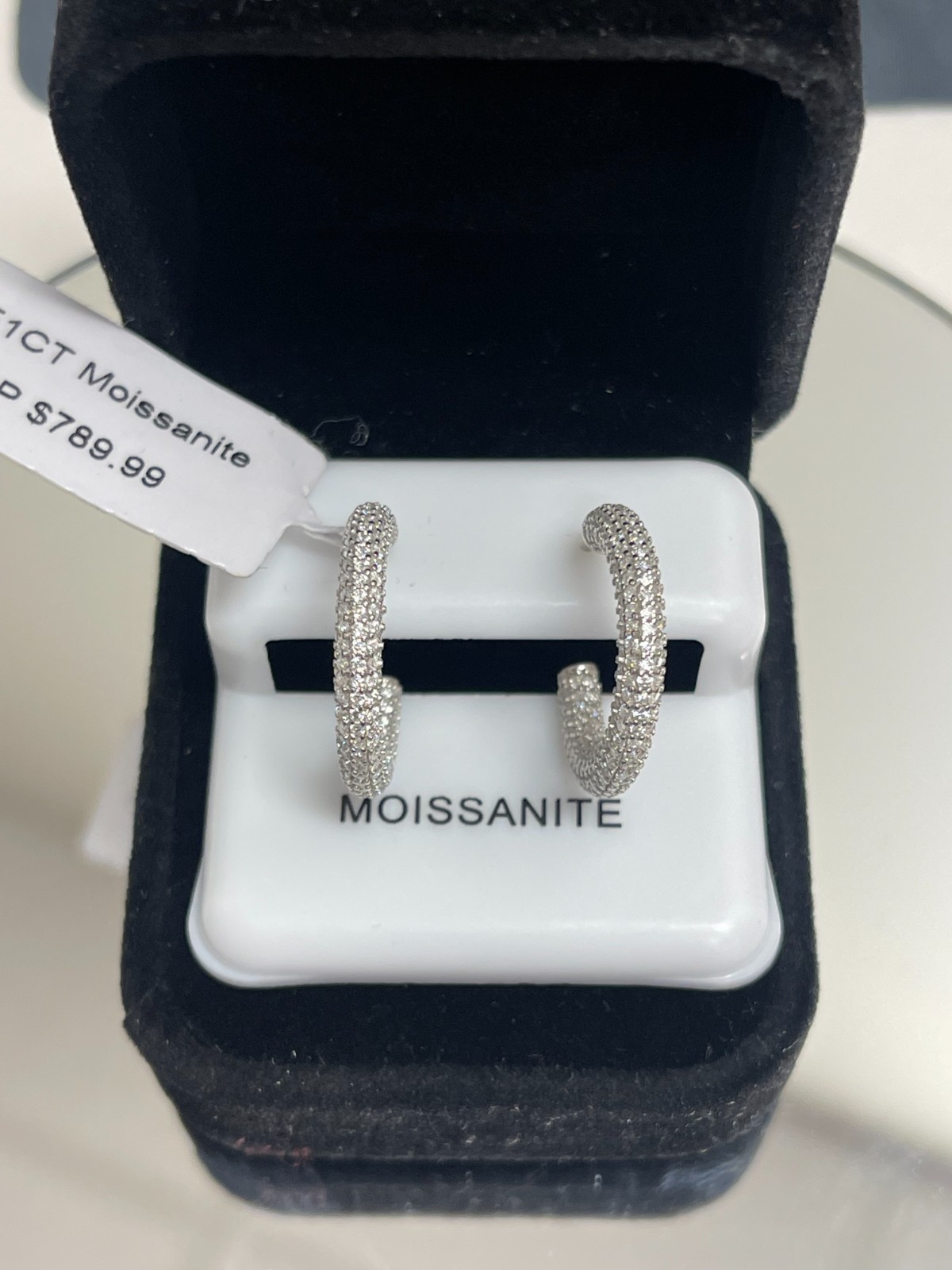 2.51CT Moissanite Hoop Earrings 925 Sterling Silver Pave Set
