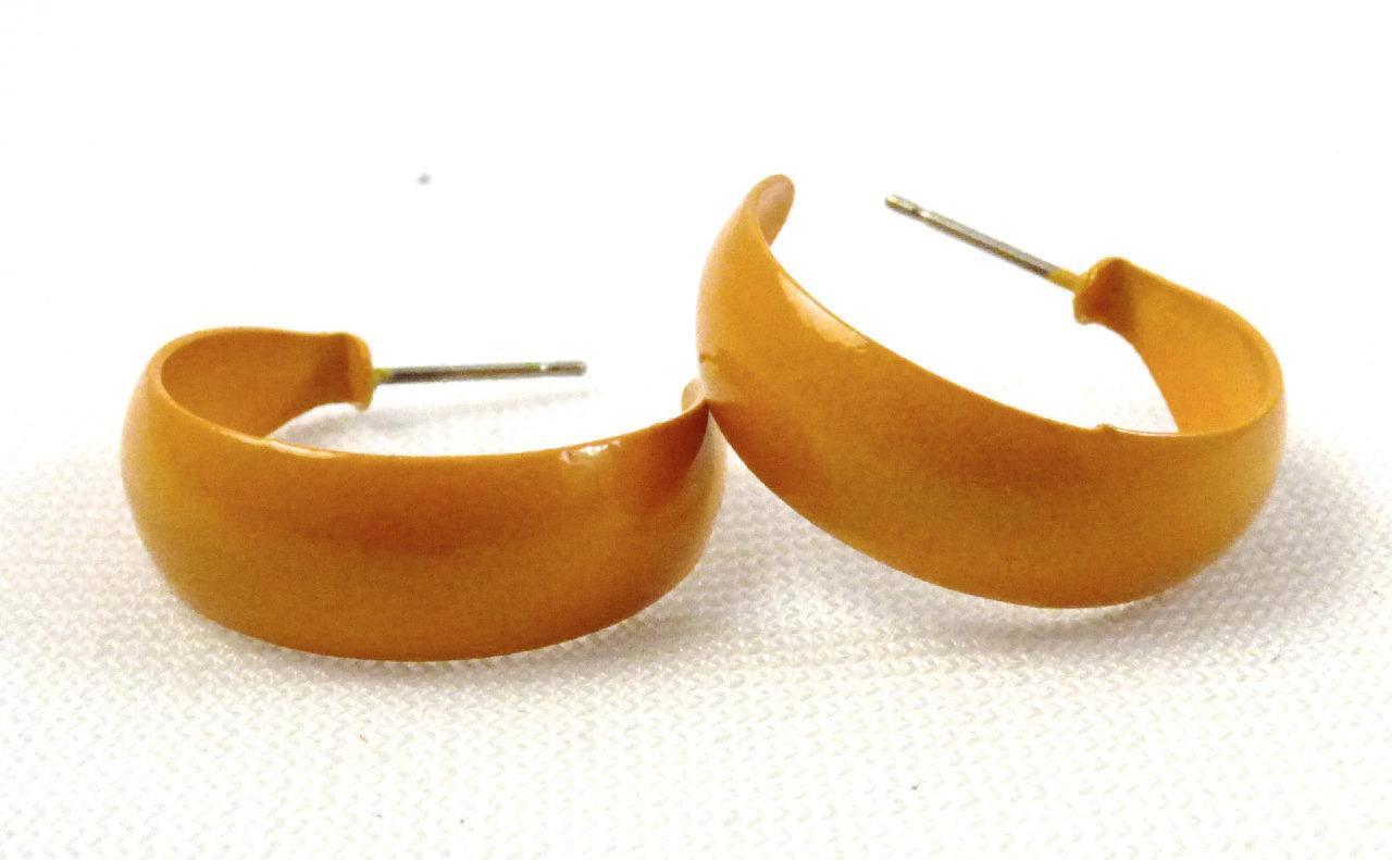 Mustard Yellow Enamel Hoop 7/8″ Earrings