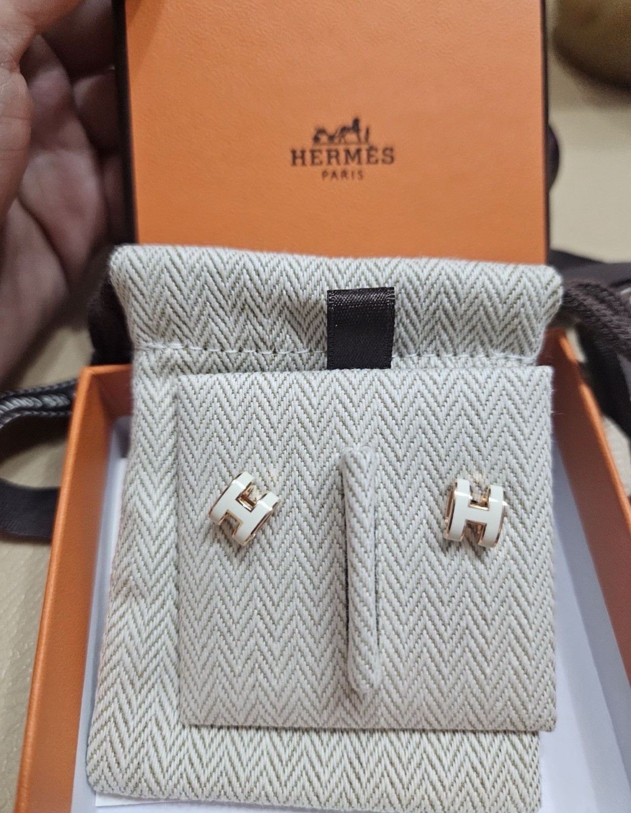 Hermes Mini Pop H Earrings Yellow Gold Plated