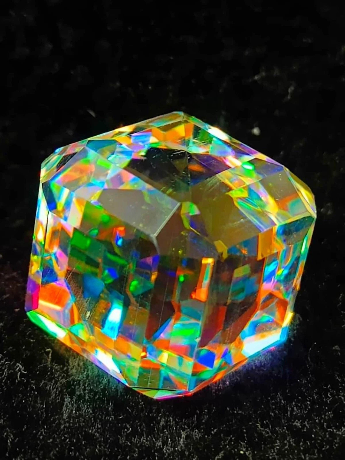 Natural Mystic Topaz 50.5 CT Flawless Rainbow Color Cube Cut Certified Gemstone