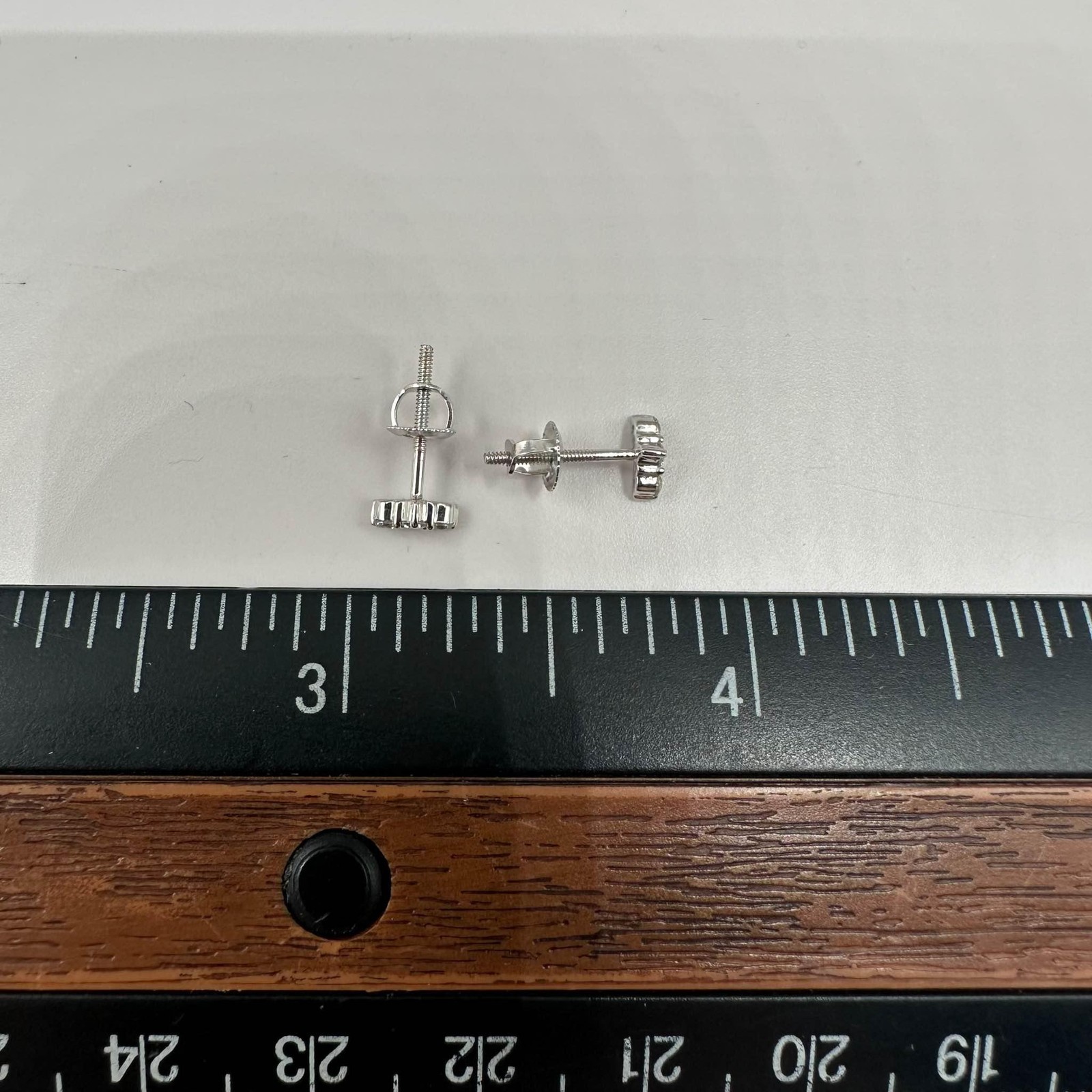 Modern Diamond Stud Earrings 14K White Gold 0.14ctw GH SI Threaded Backs