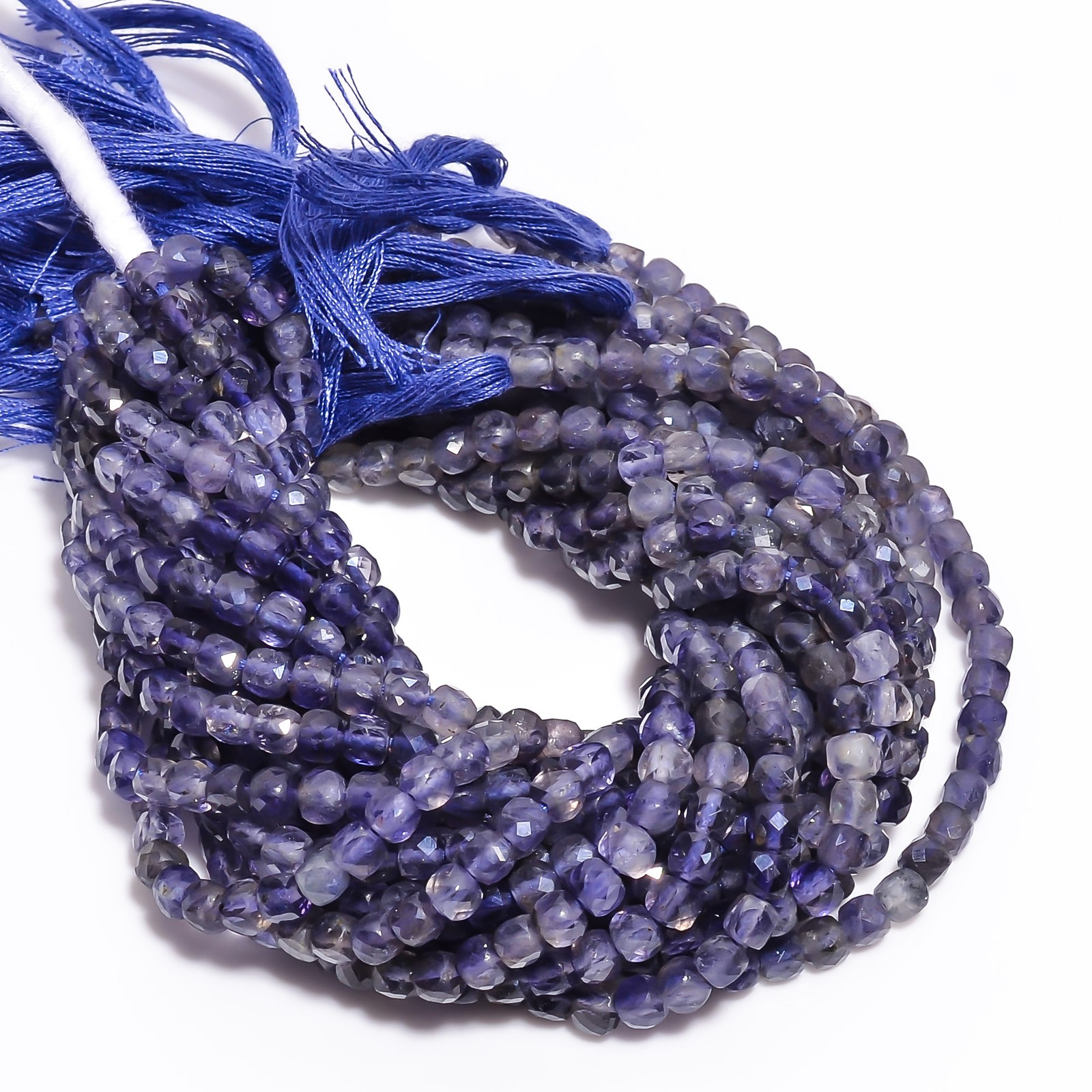Iolite Gemstone Box Shape Faceted Beads 4X4 mm Strand 8″ UGB-298