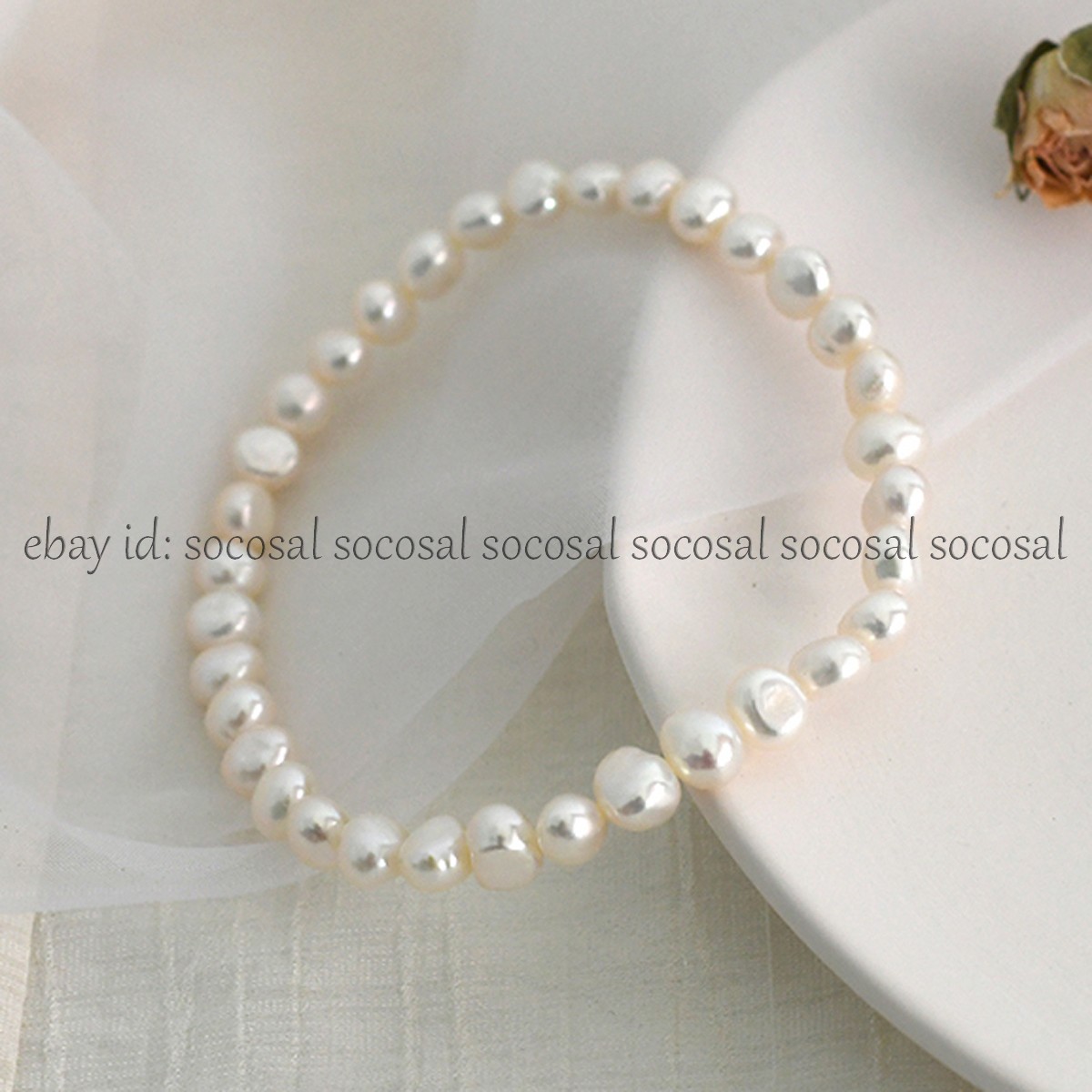 Genuine Natural White Freshwater Pearl Anklet Elastic Chain Beach Foot Bracelet