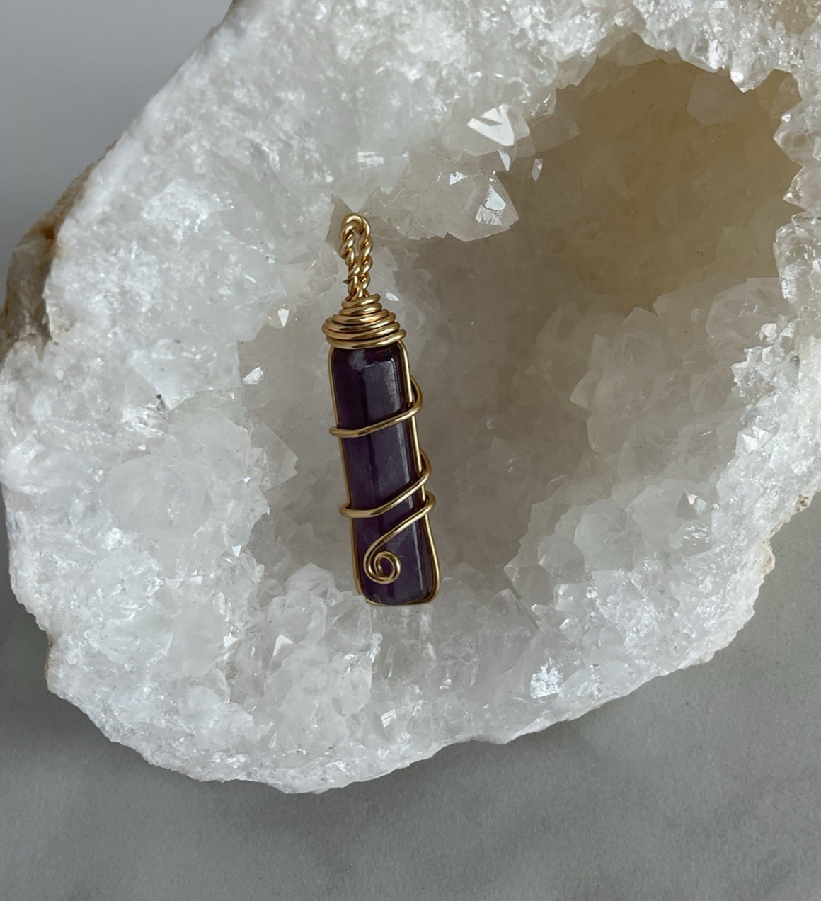 Amethyst Wire Wrapped Crystal Pendant