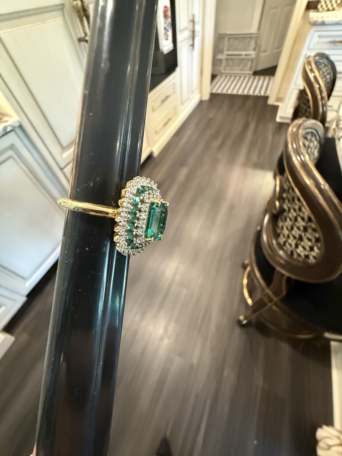 Princess Cut 3.10ct Lab Created Emerald 935 Argentium Silver Ring