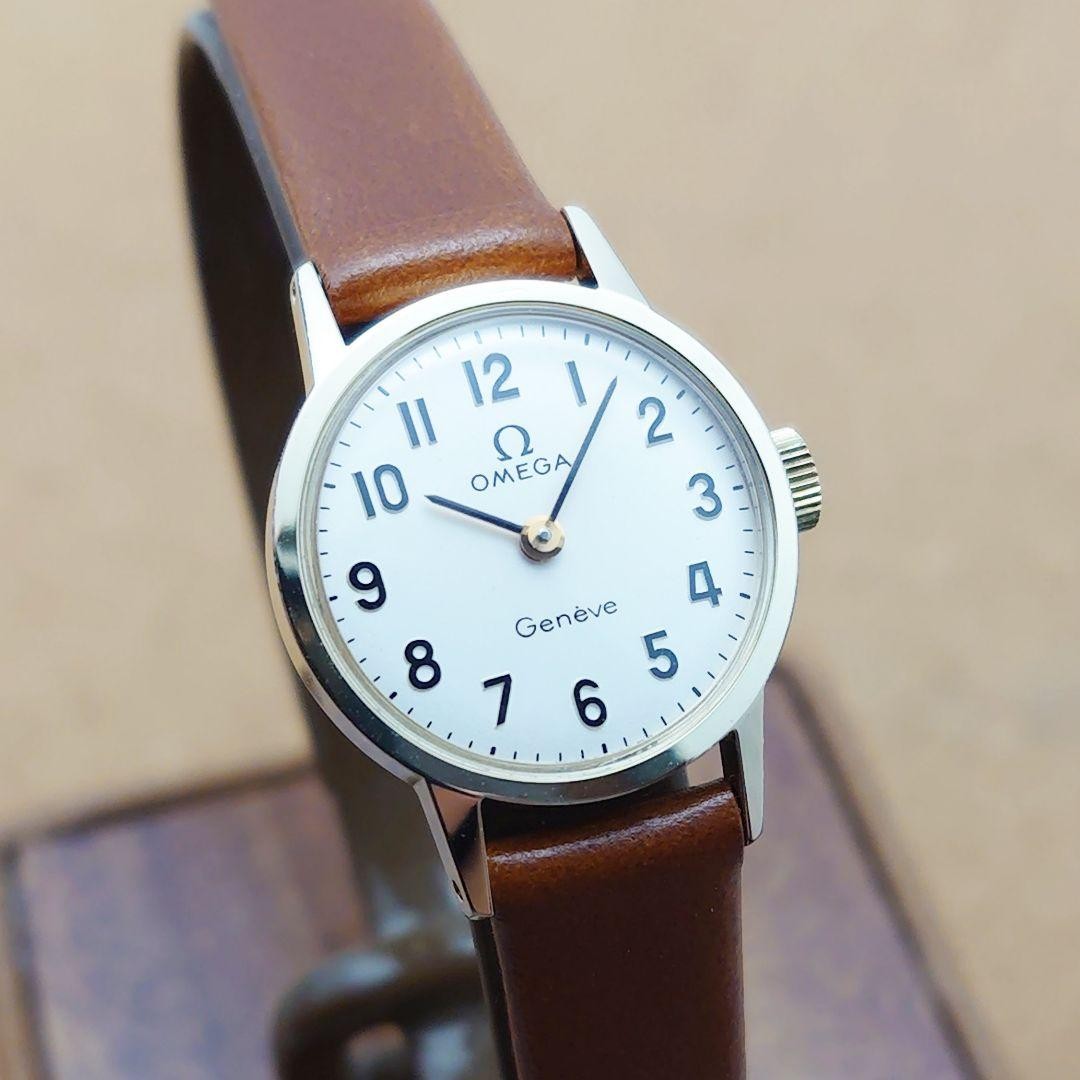 Overhauled Omega Geneve Arabic Numerals Ladies 1973 Safe packing!
