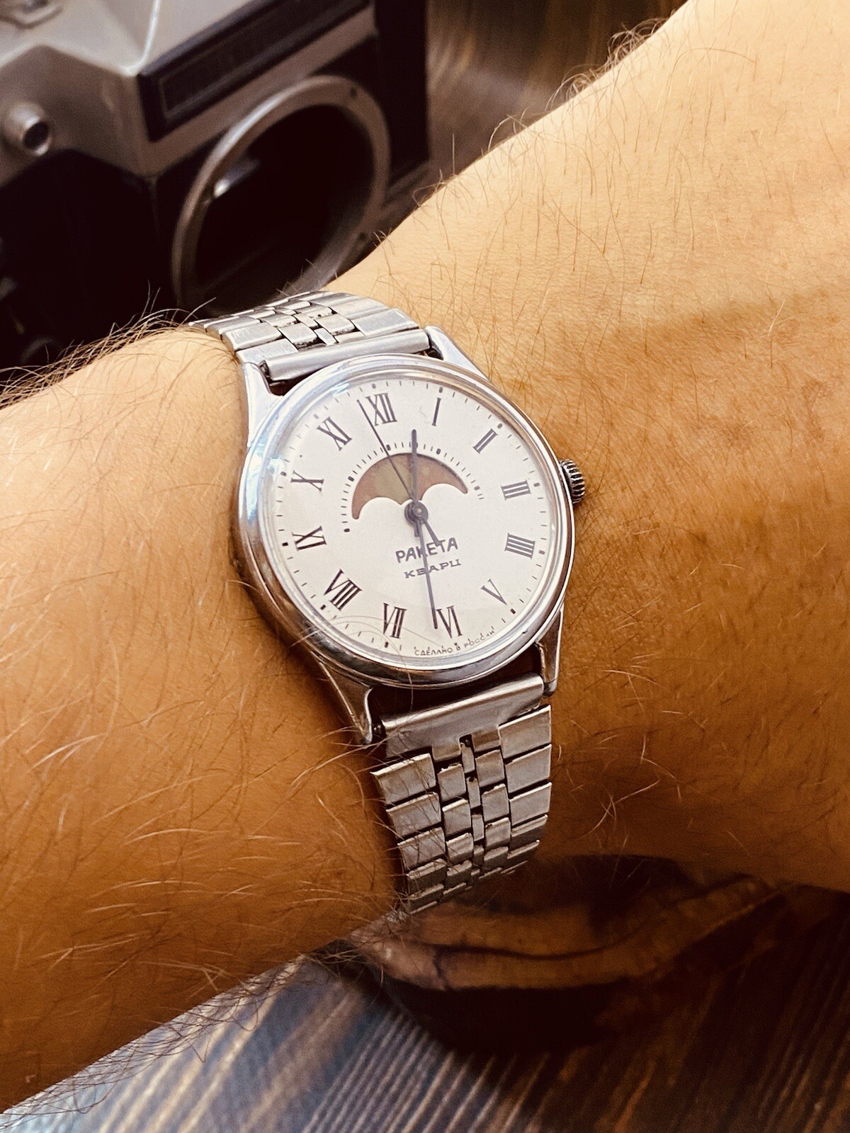 Watch Raketa 2359 Real Moon Phase Calendar watch vintage quartz mens #6458