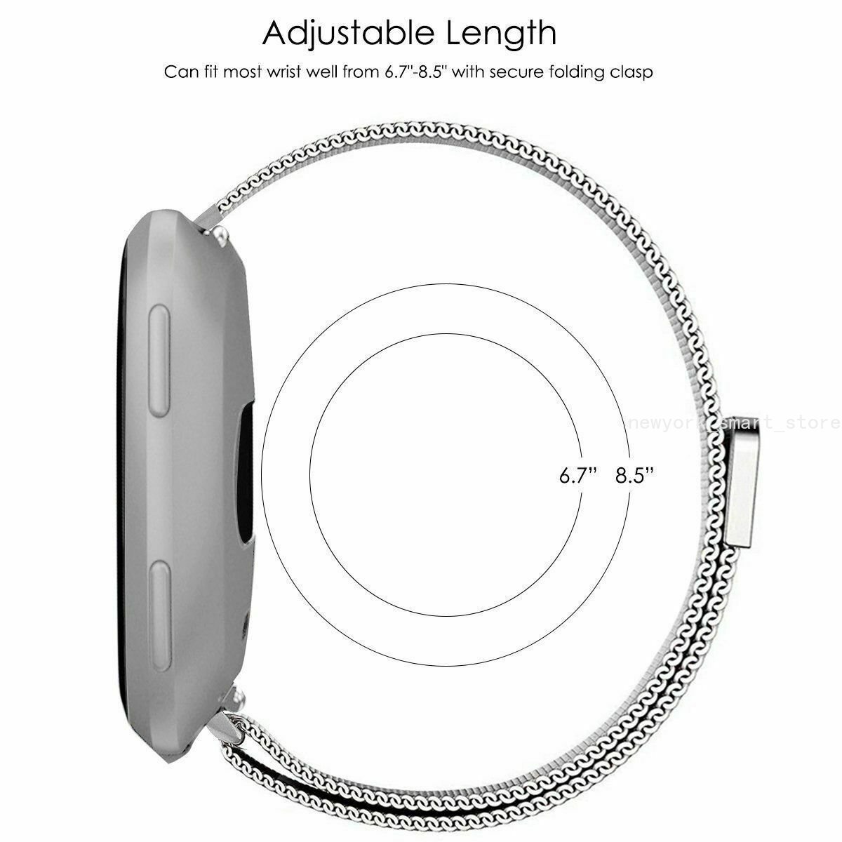 For Fitbit Versa 2 Milanese Magnetic Loop Metal Strap Stainless Steel Wrist Band