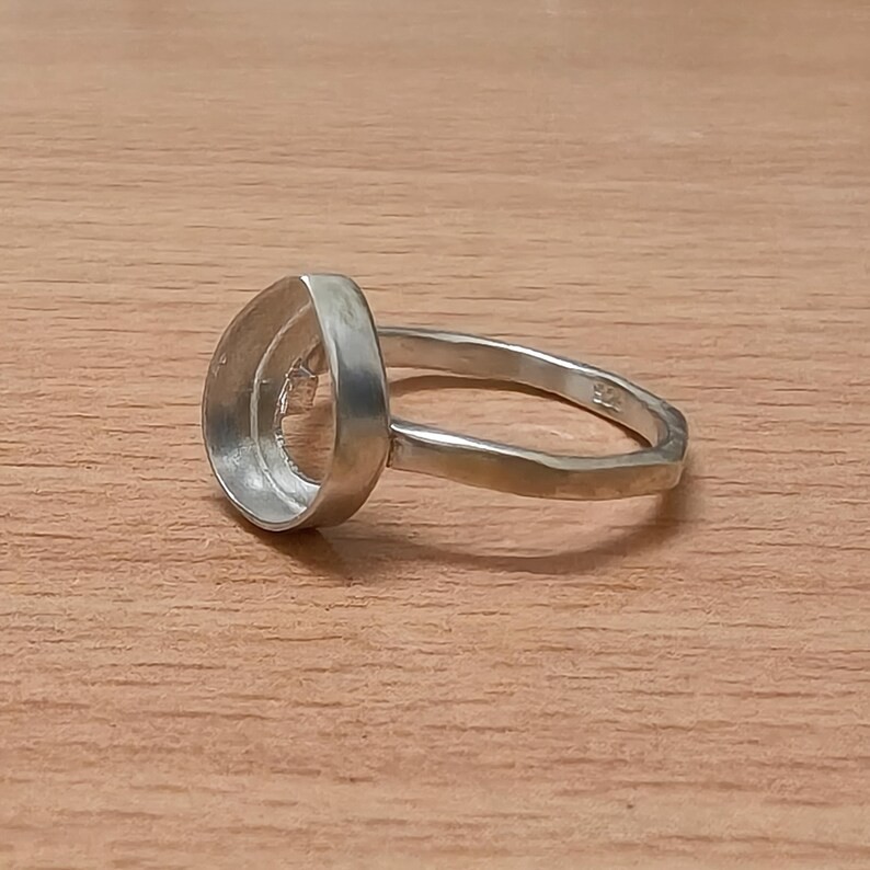 925 Sterling Silver 7x9mm Pear Bezel Setting Blank for DIY Jewelry Making