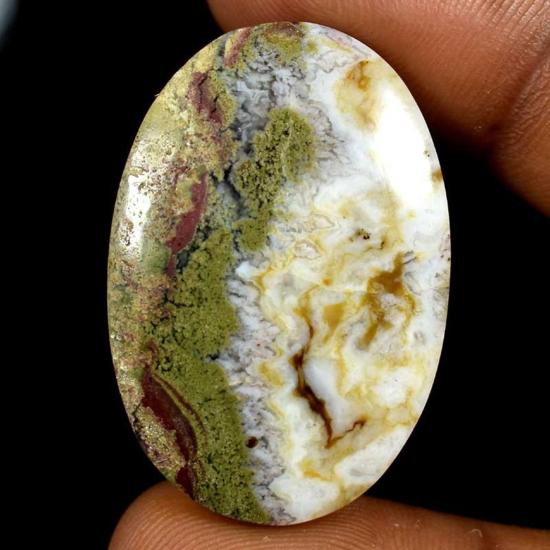47.40Cts. 100% Natural Indonesian Moss Agate Oval Cabochon Gemstones