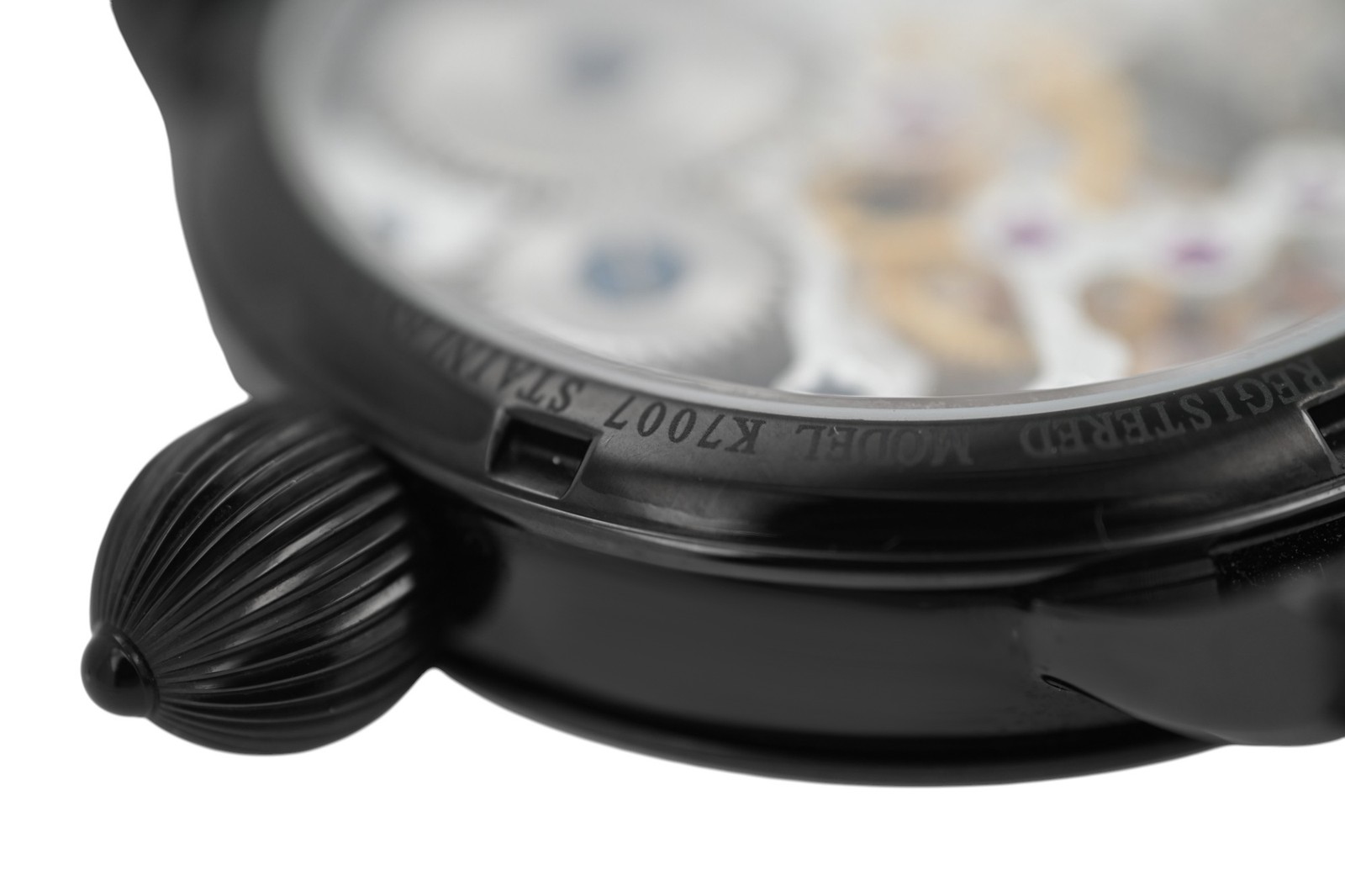 Krieger Gigantium K7007 Skeleton Black PVD Steel 43MM Men’s Manual Winding
