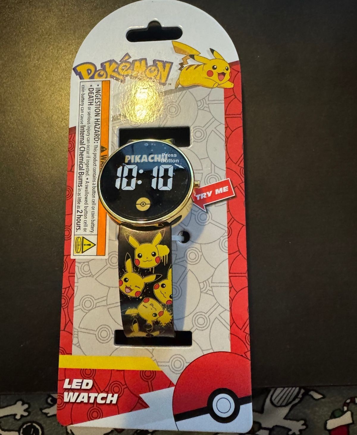Pokémon Pikachu LED Digital Watch Black Kids Accutime POK4433FB New