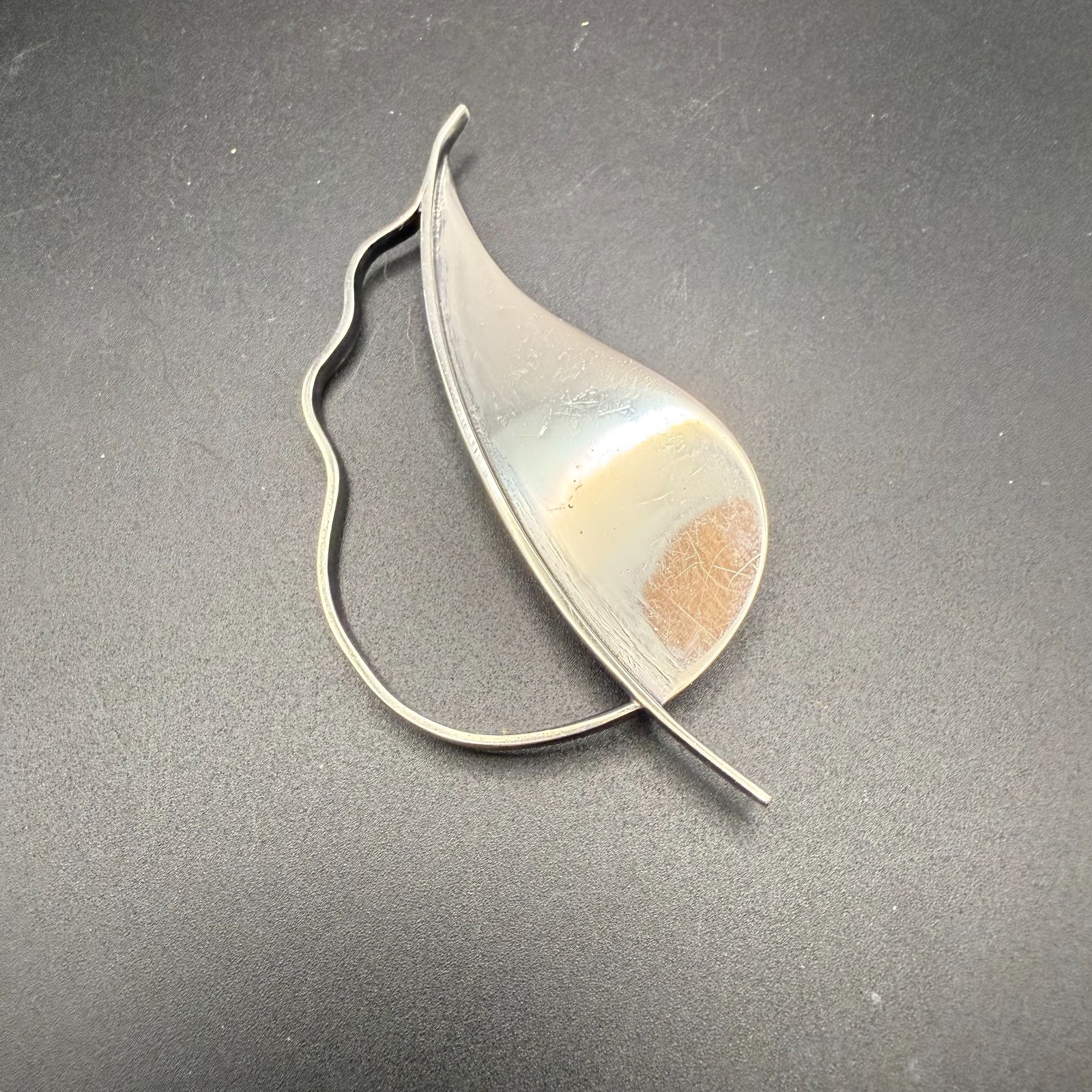 925 Sterling Frances Holmes Booth by fhb Brooch Pin Modernist Leaf 22g – RARE