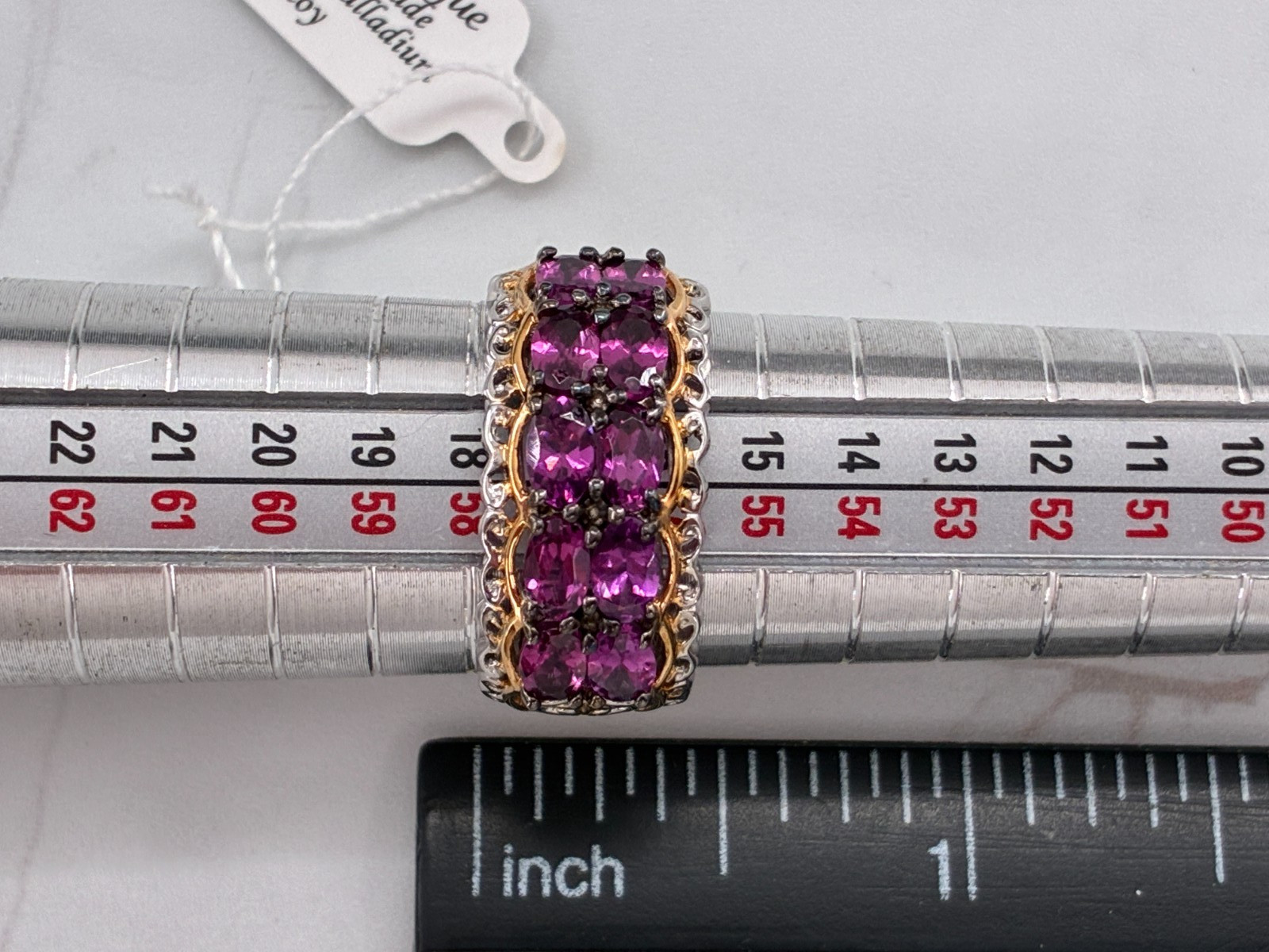 Michael Valitutti Gems en Vogue Color Change Garnet Gold Silver Palladium Ring 8
