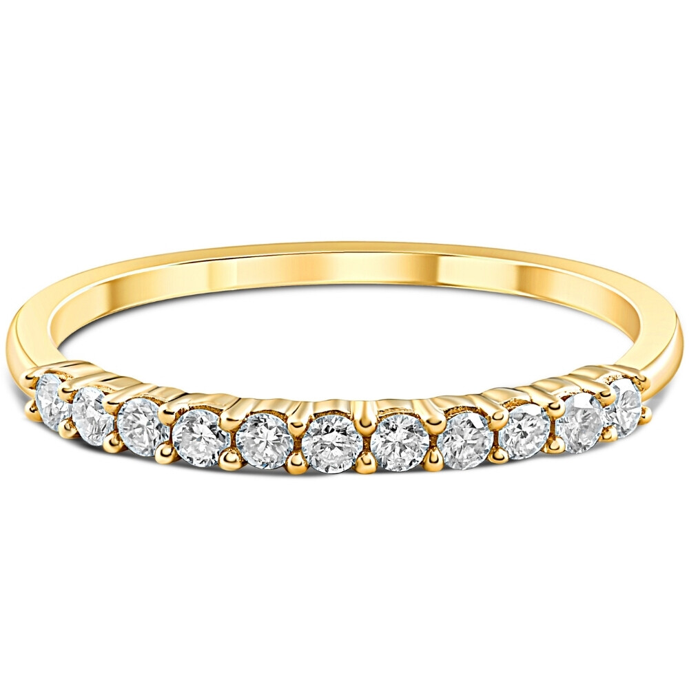 14k Yellow Gold 1/4 Ct Round Diamond Wedding Ring Women’s Stackable Prong Band