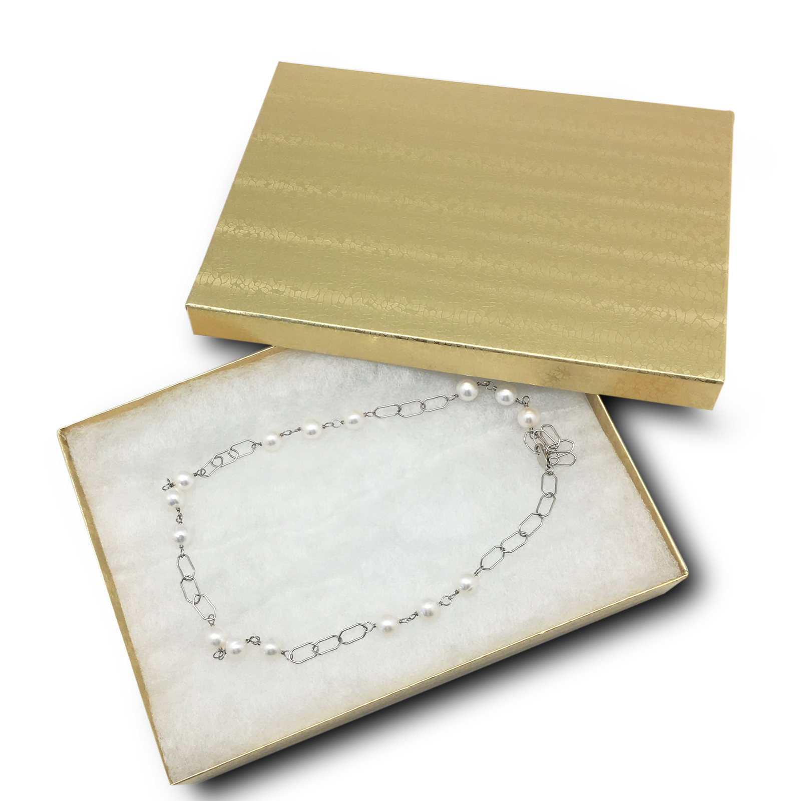 US Seller~25 pcs 7 1/8″x5 1/8″x1 1/8″ Gold Foil Cotton Filled Jewelry Boxes