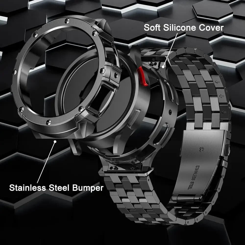 Metal Modification Kit Case Strap for Samsung Galaxy Watch 5 Pro 45mm Steel Band