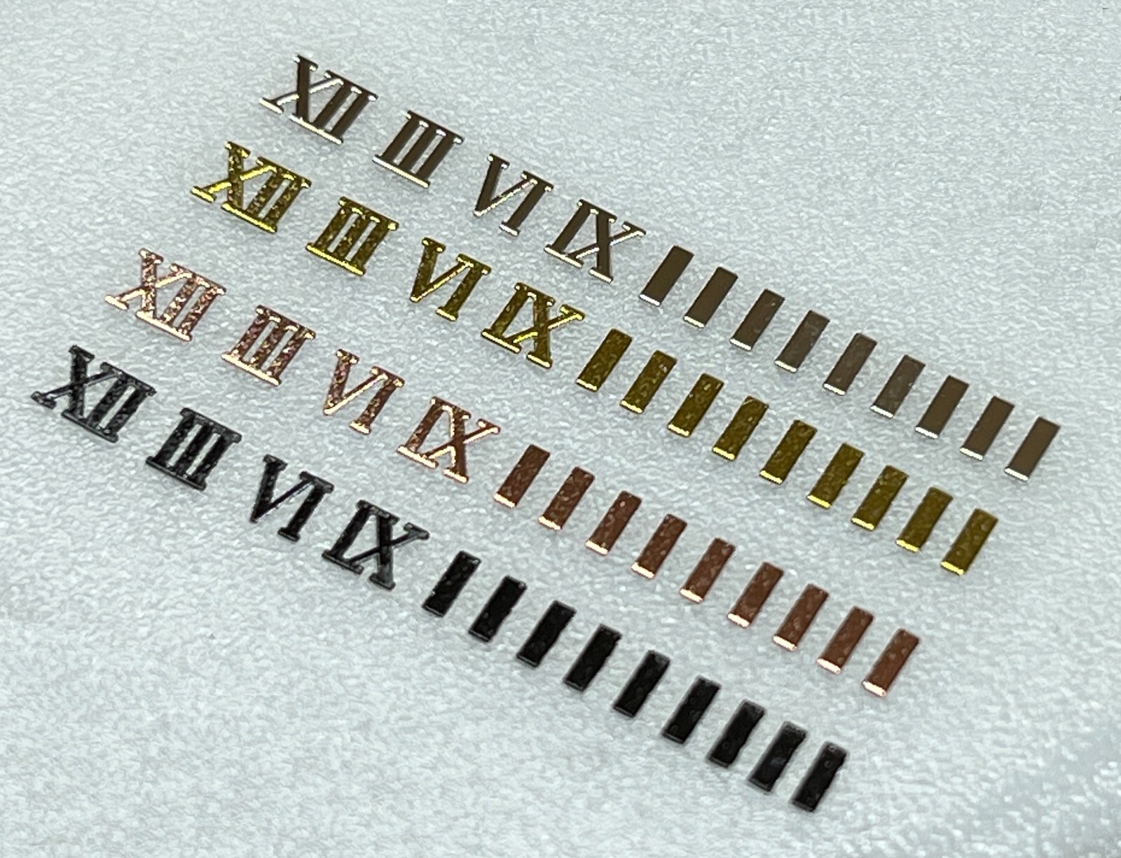 Watch Dial Hour ROMAN Numbers bars Markers Steel Silver Gold Rose black adhesive