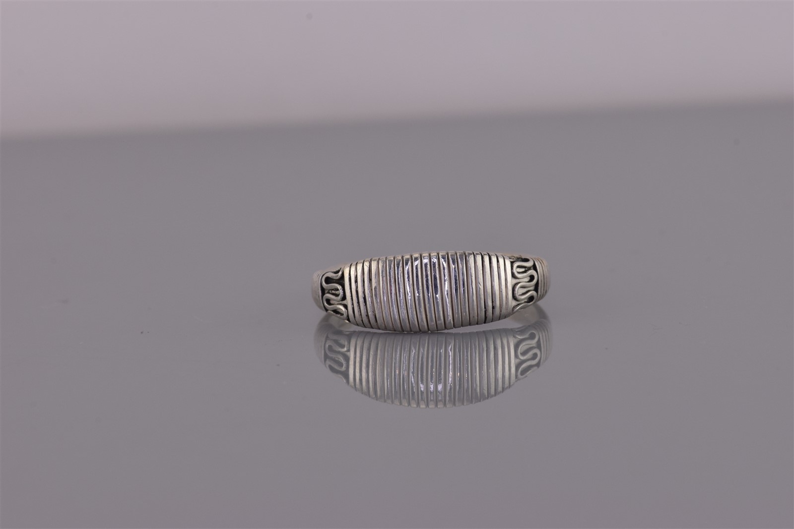 Sterling Silver 6mm Balinese Themed Looped Collar Wrapped Band Ring 925 Sz: 8