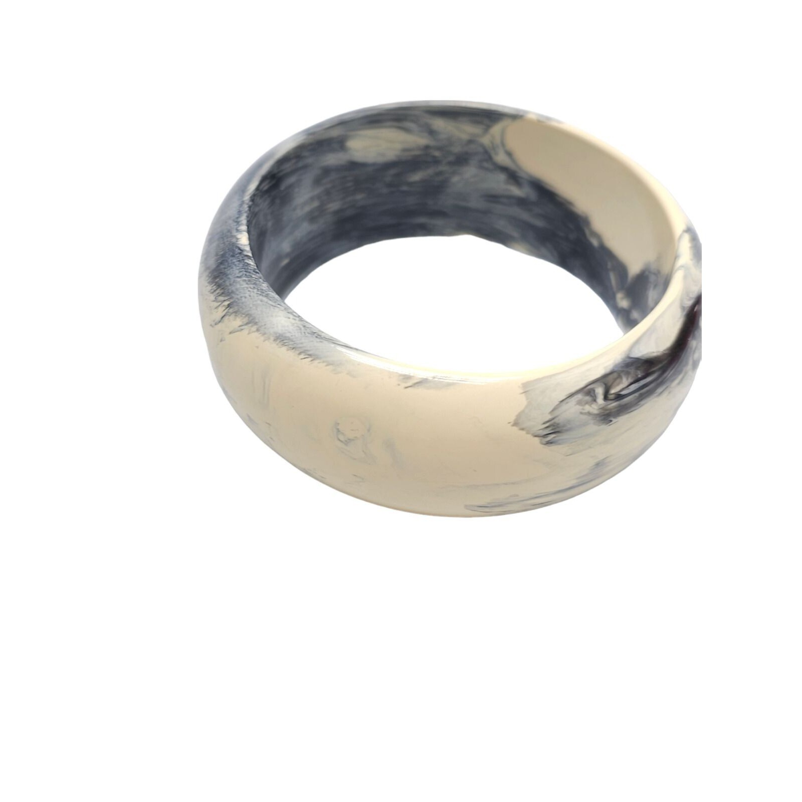 Marble Gray White Black Acrylic Wide Bangle Bracelet Vintage BoHo