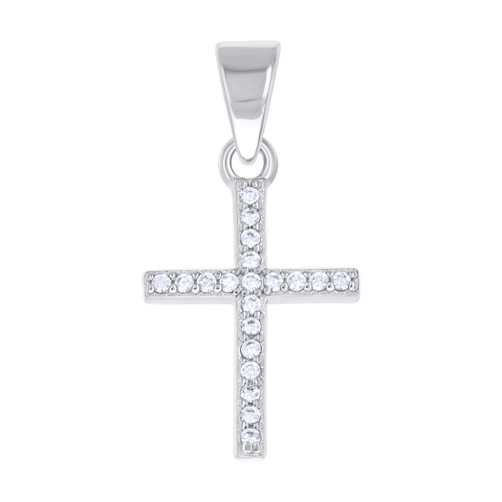 925 Sterling Silver Unisex Cubic-Zirconia Cross Religious Pendant