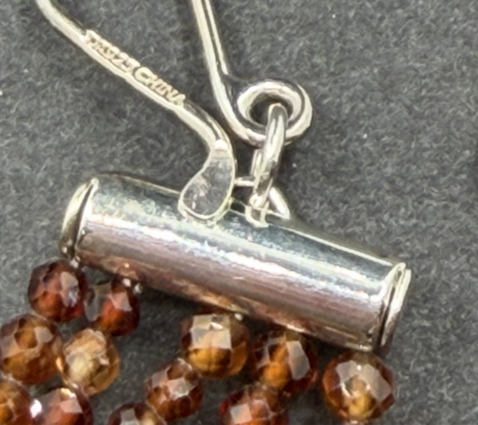 Earth Mined 5 Strand Sterling & Hessonite Garnet Beaded Necklace Jay King 17-19”