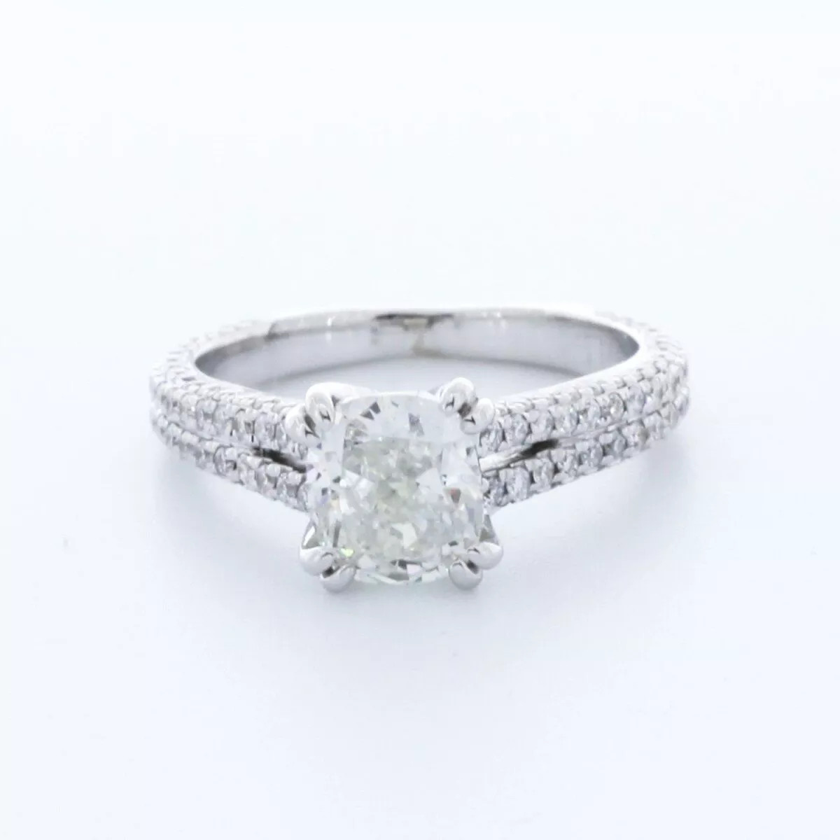 Side Stone Engagement Ring 14K Gold 2.56 Carat Cushion Lab-Grown Diamond G VS2