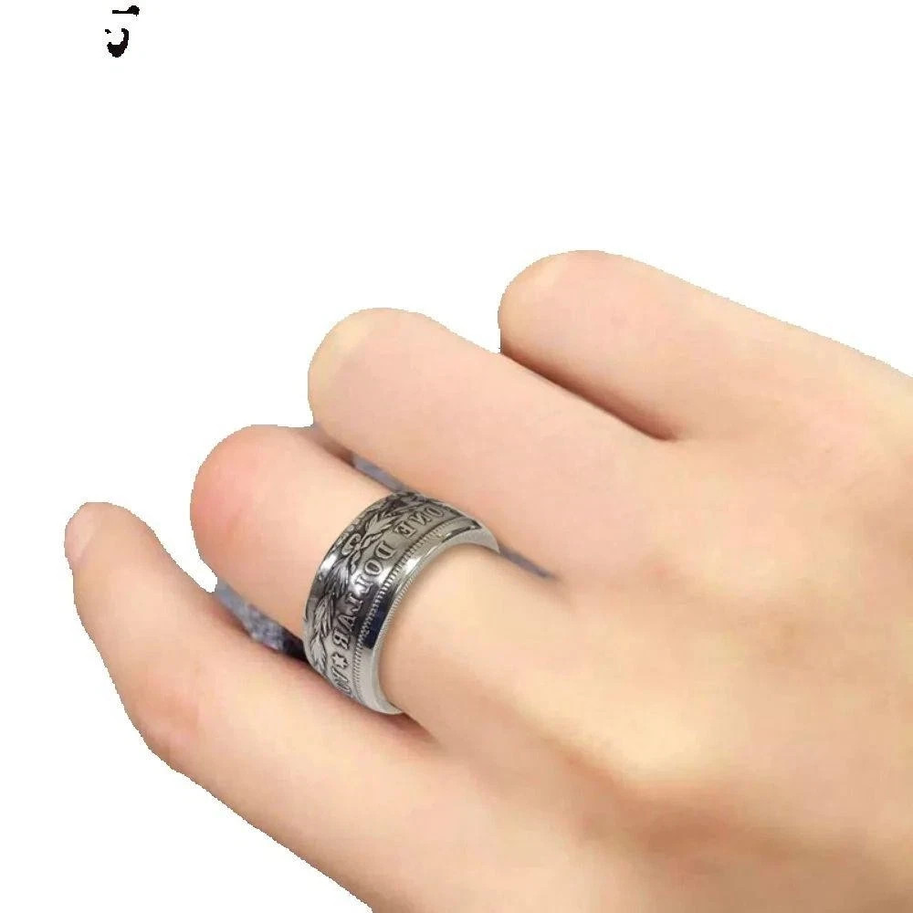 Silver Dollar Coin Ring Size 7-13 Handmade Crafted Rare Silver Morgan Men Rings