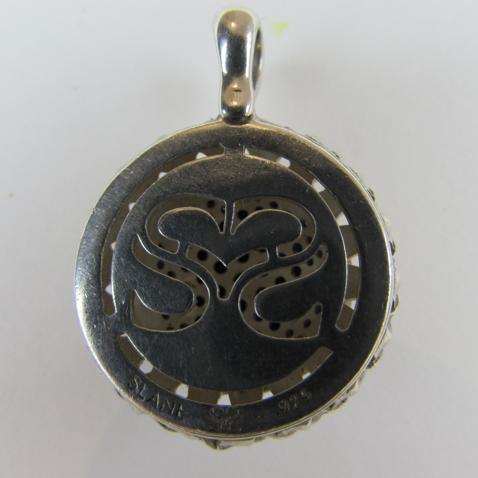 Slane & Slane Black Saphire Cluster Enhancer Pendant 925 silver Basket Weave