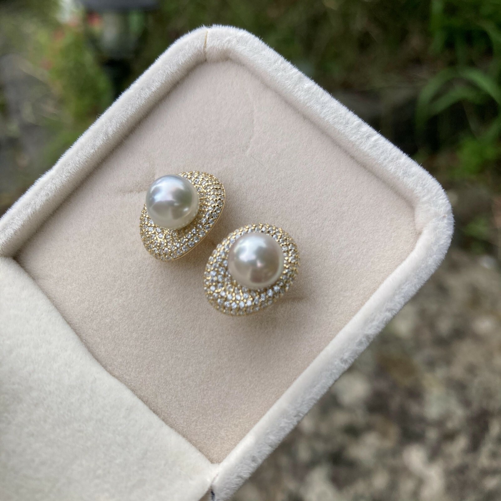 7-7.5mm AAAA+ Akoya seawater Grey Pearl Sterling silver S925 stud 14.9x11mm #192