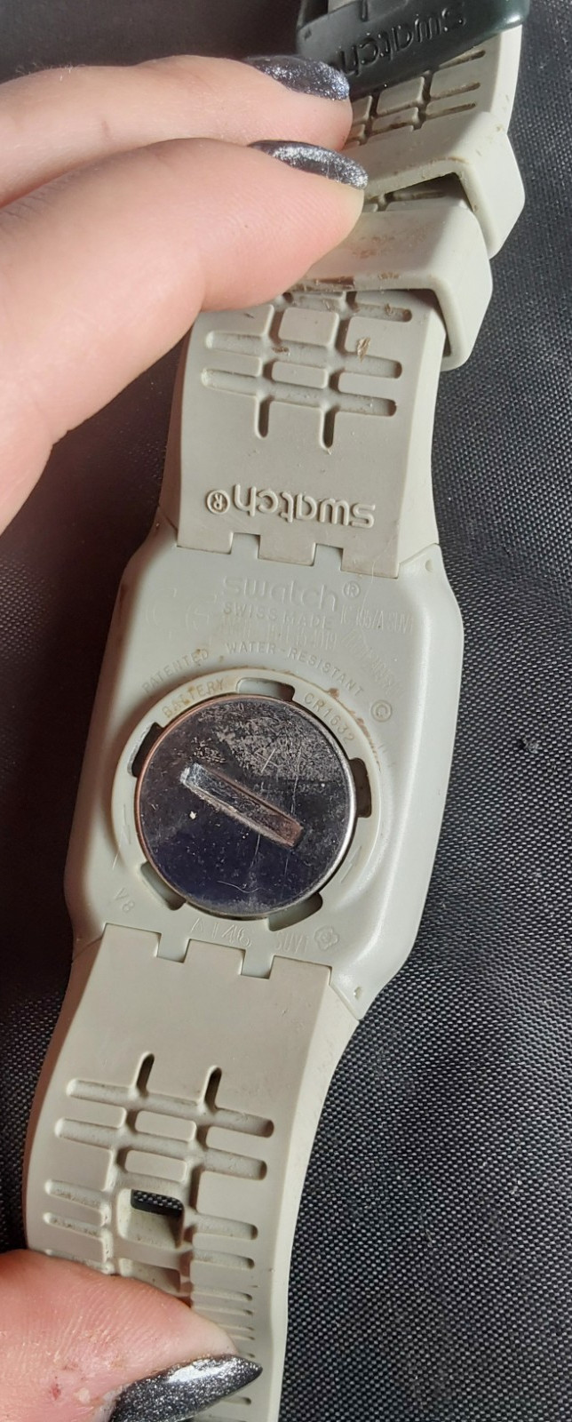 Swatch Touch Digital Watch w/Original & Papers Box-Tan/Grey Strap-UNTESTED!!!!