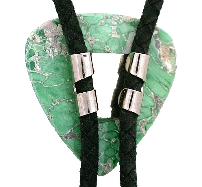 38 CARAT 1 2/5 x 1 2/5 INCH NATURAL VARISCITE HEART CAB BOLO TIE EBS7004/61025