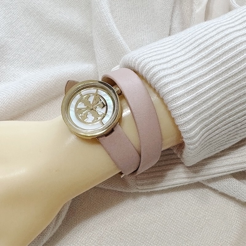Tory Burch TBW4030 28mm Gold Stainless Steel Case Pink Leather Strap Ladies…