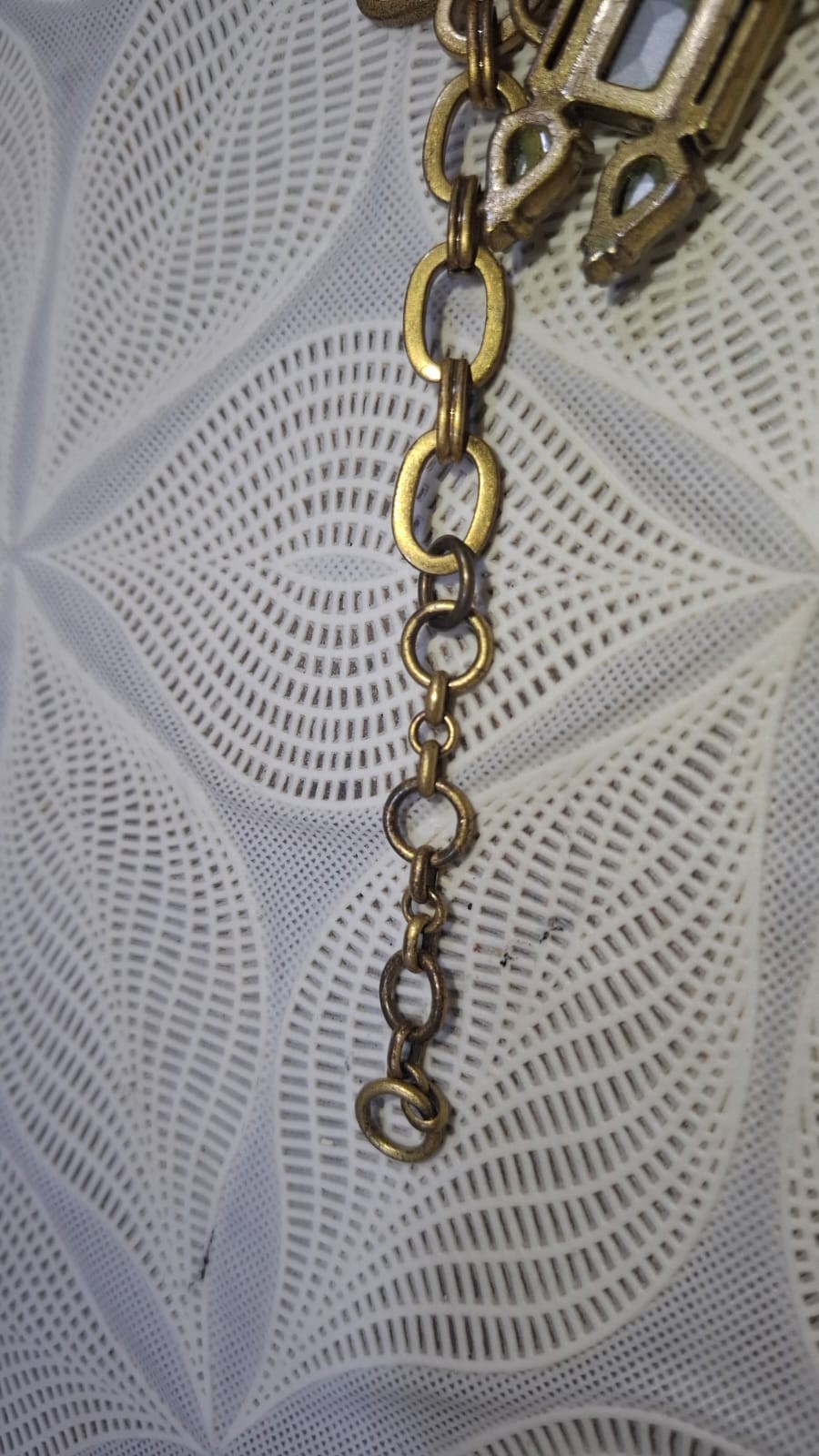 J. Crew Necklace, Faux Crystal and White Acrylic, Gold Tone Chain