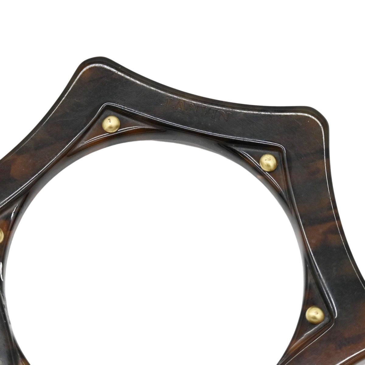 Lanvin Tortoise Shell Resin Studded Hexagonal Six Pointed Star Bangle