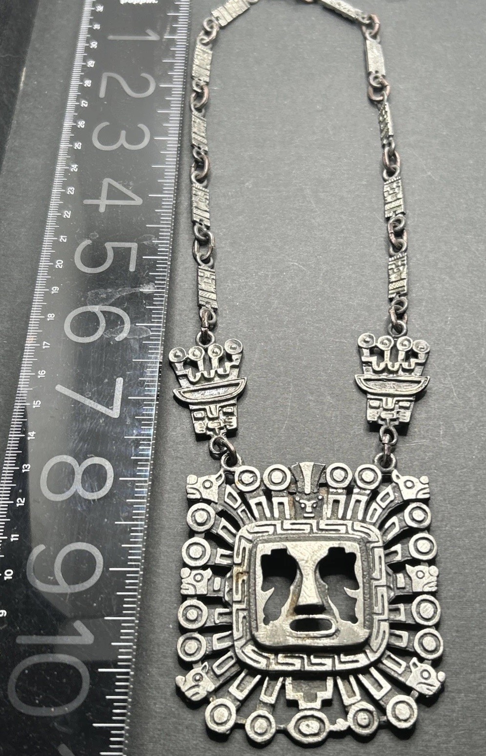 Tiajuanaco Jewels Made In Bolivia Tribal Necklace Creation God Signed Aztec Rare