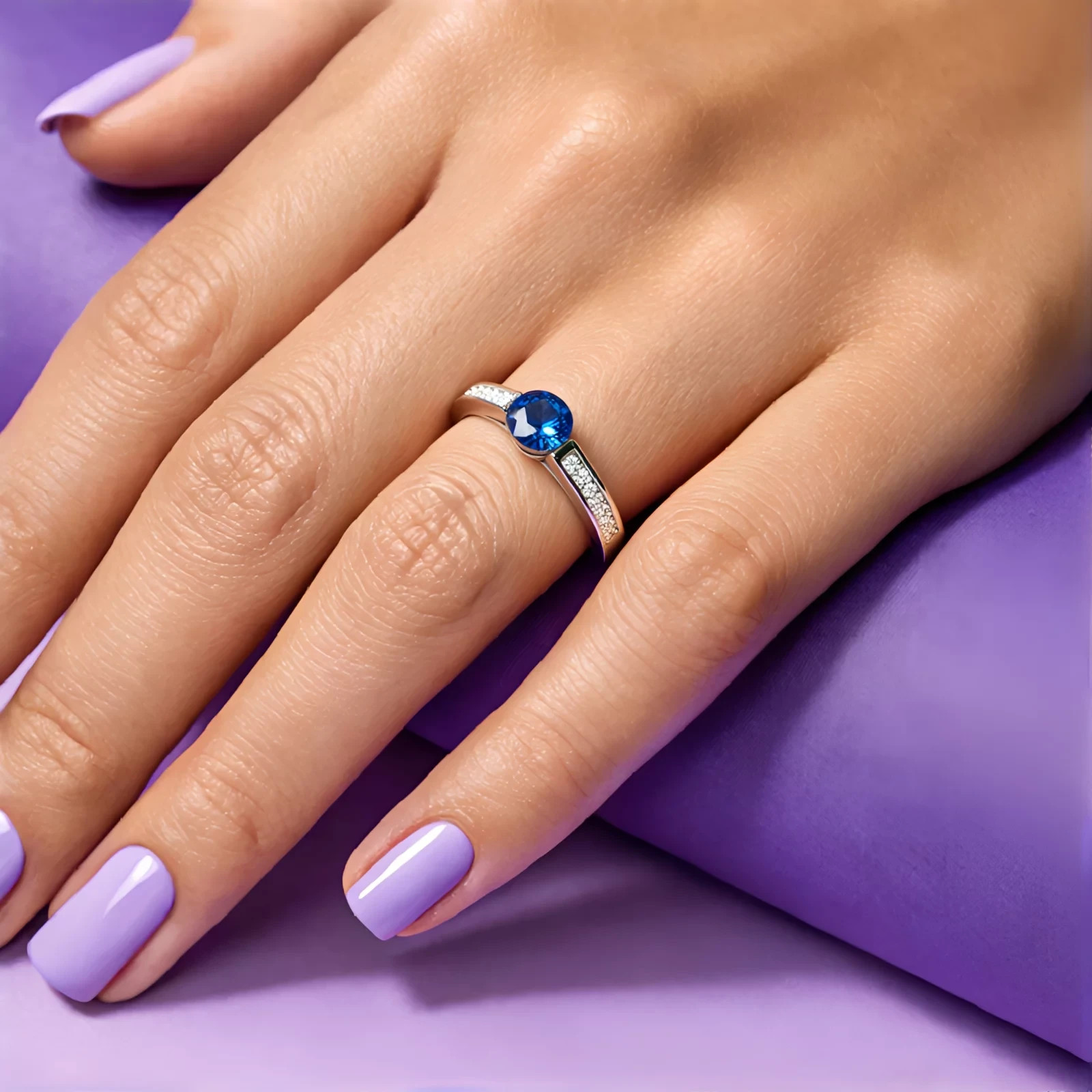 Color-Changing Fluorite Ring – 1.249ctw Blue Fluorite Solitaire with 12 Zircon