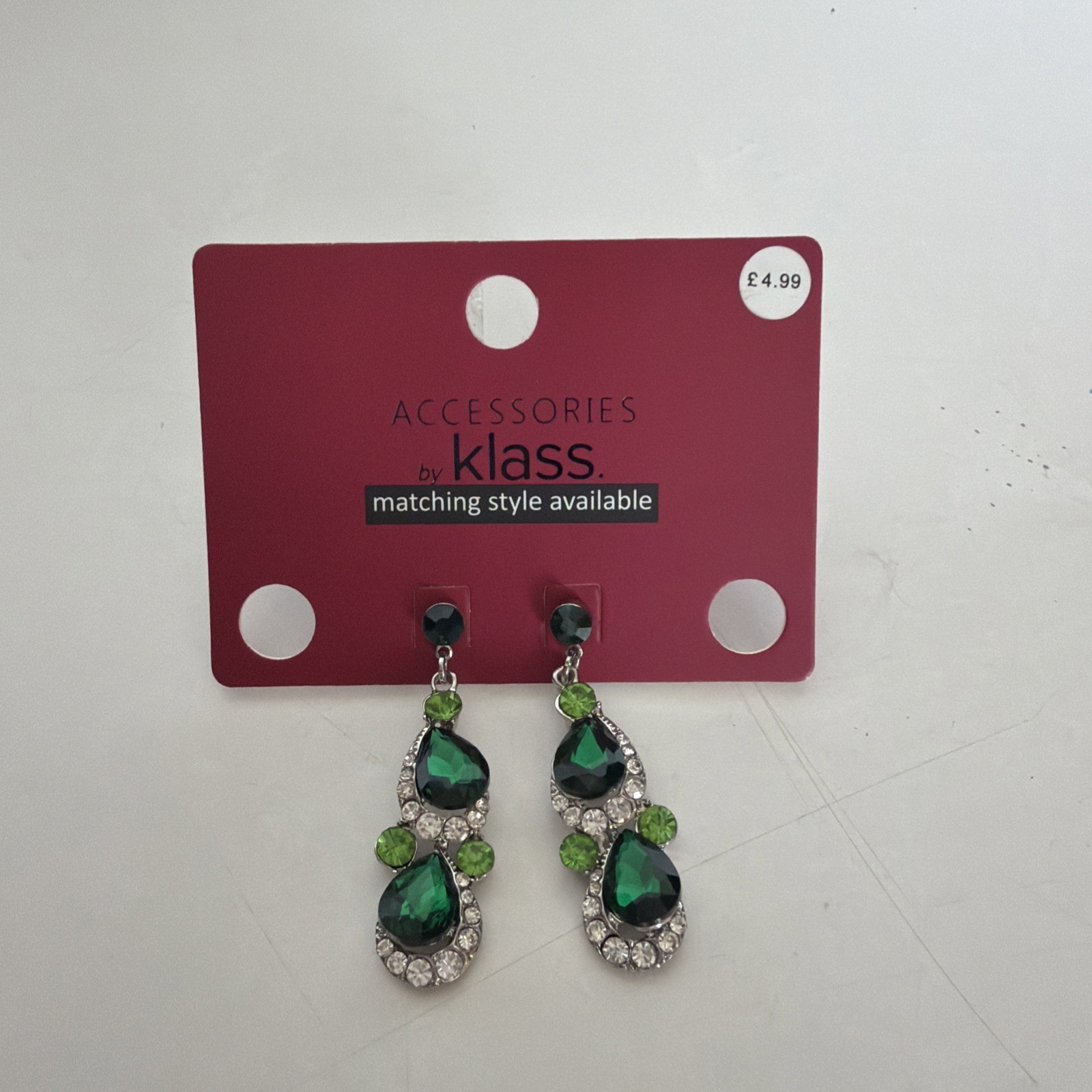 ACCESSORIZE GEM DROP EARRINGS GOLD GREEN