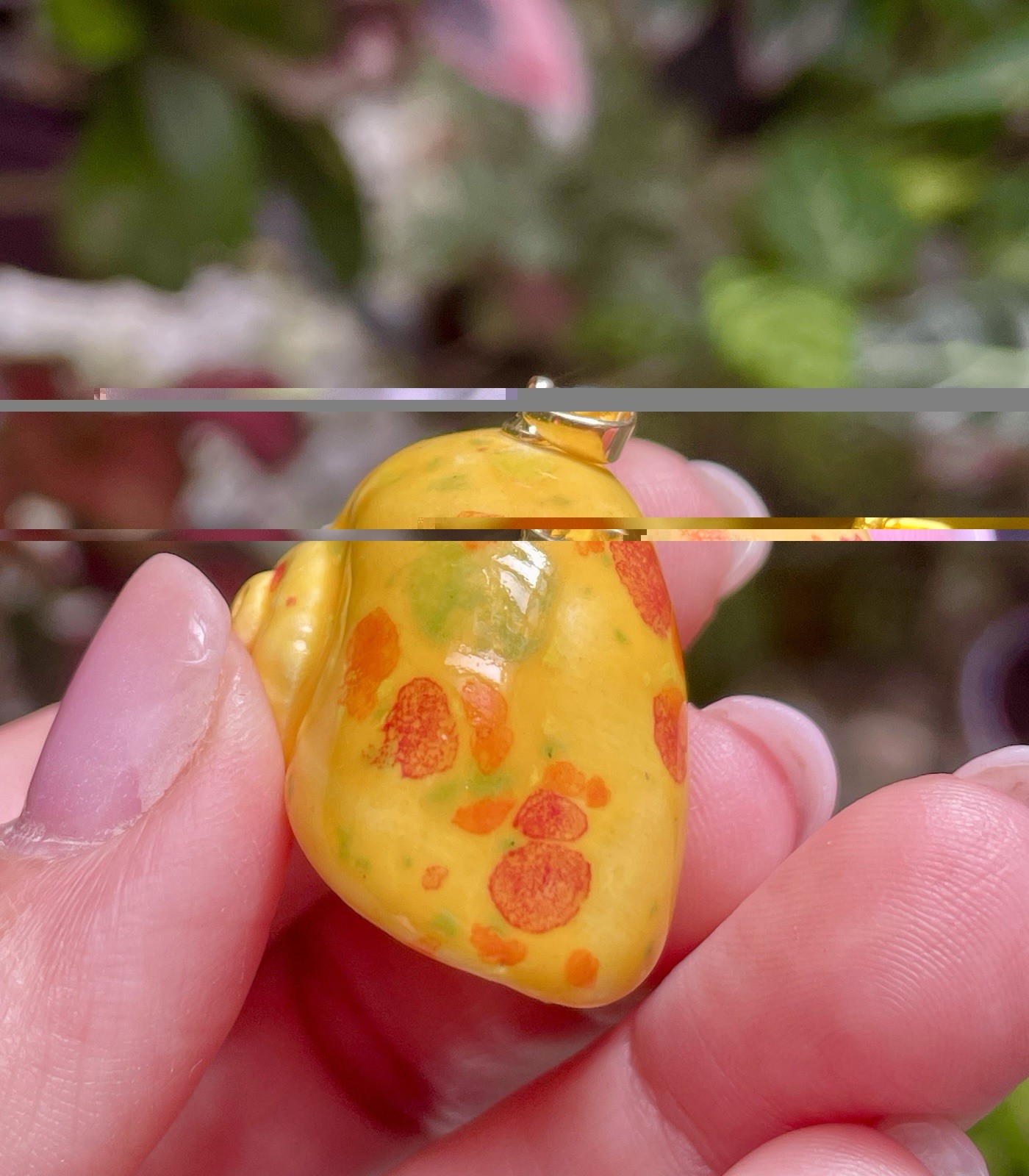 Handmade Ceramic Pendant Jewelry. Unique piece. Orange speckles
