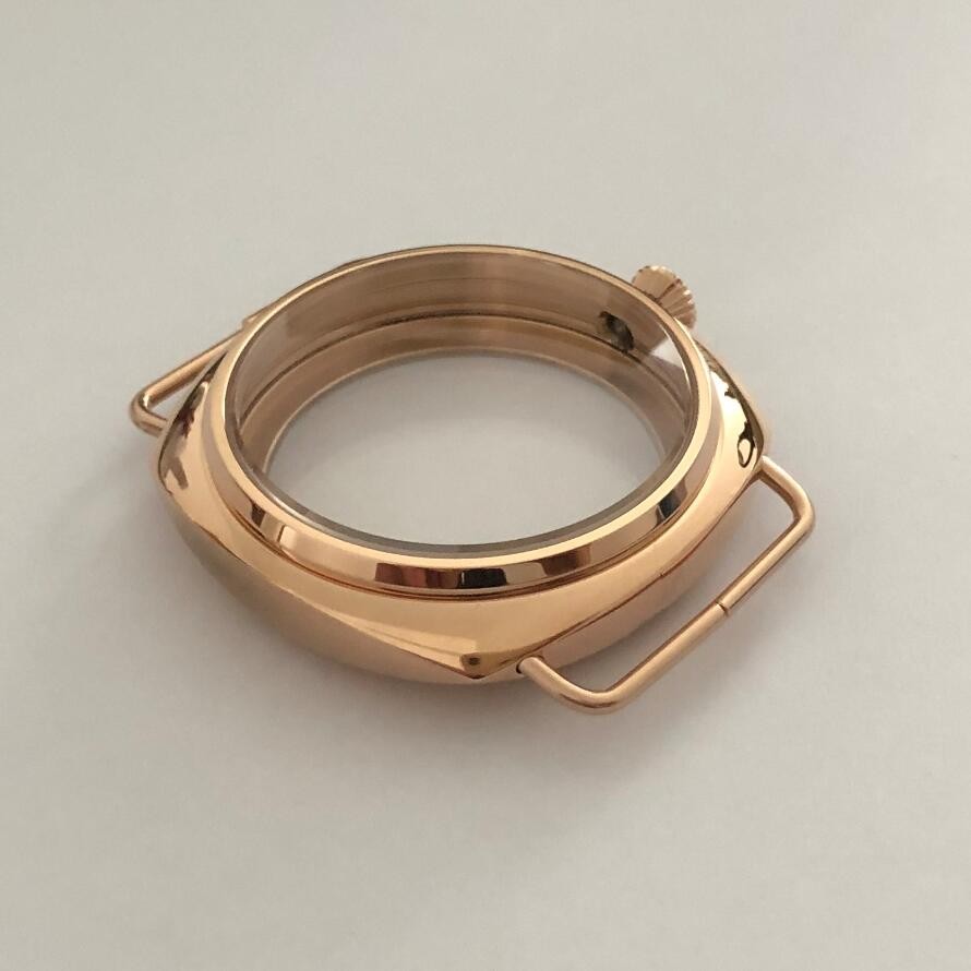 45mm 316 Steel 18K Gold Plated Watch Case For ETA6497/6498 ST3600/3621 Movement