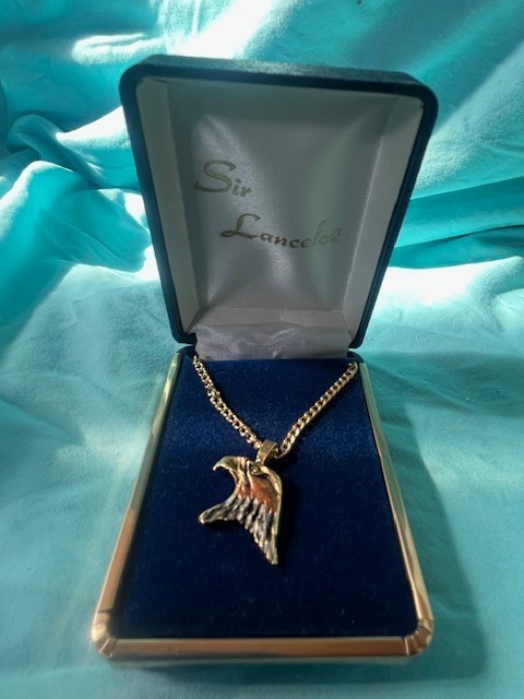 Sir Lancelot EAGLE Necklace Gold Tone 17″ Necklace
