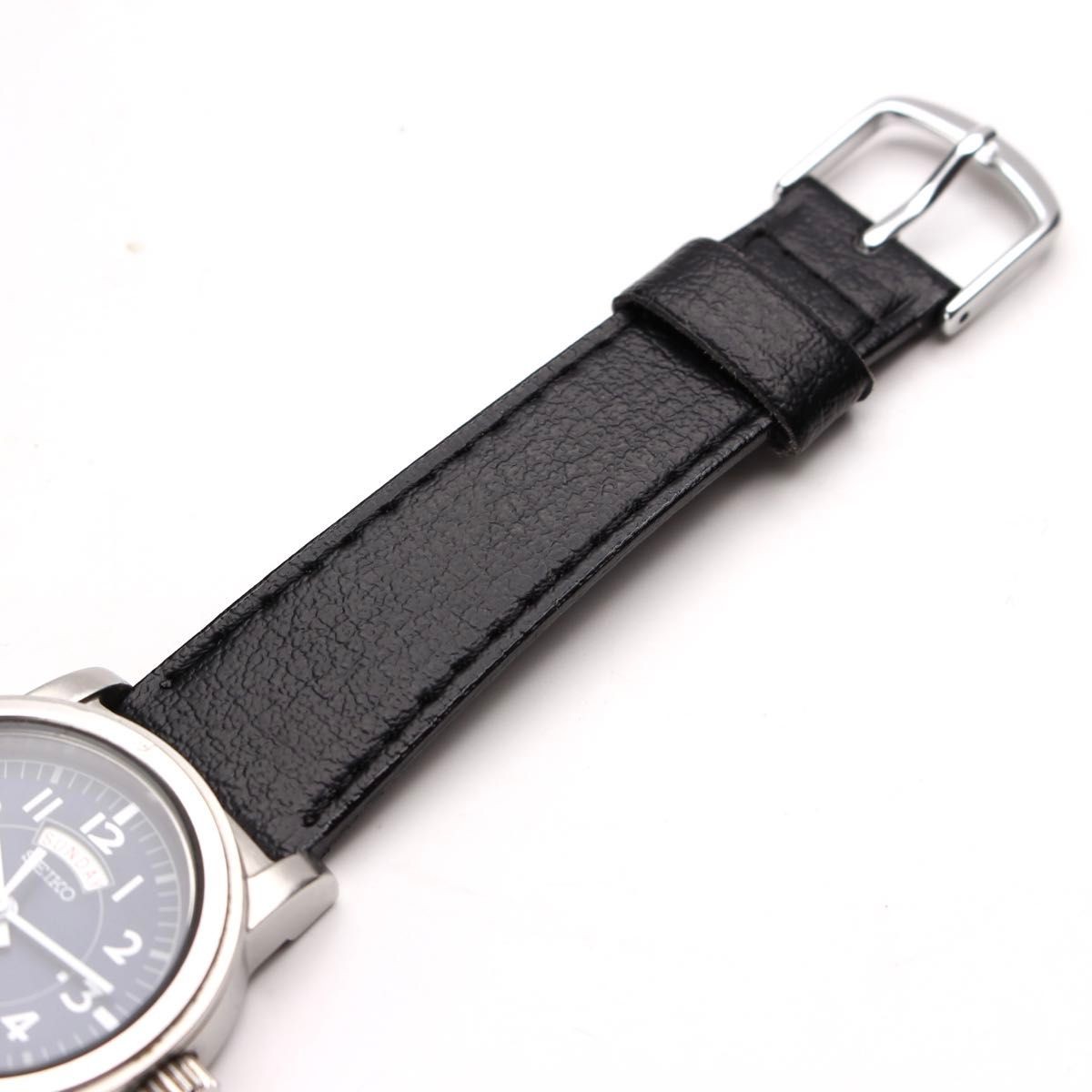 SEIKO SUS Quartz Watch 7N33-6050 Analog Military Navy Dial Stainless Steel 32mm