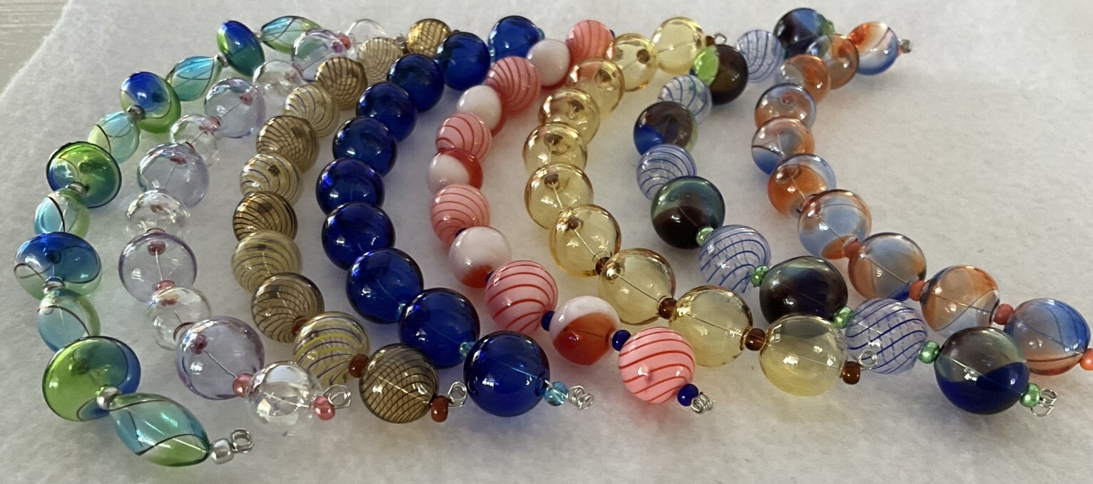 New Handblown LampWork Glass Bead Lot 12-18mm/8 Strands